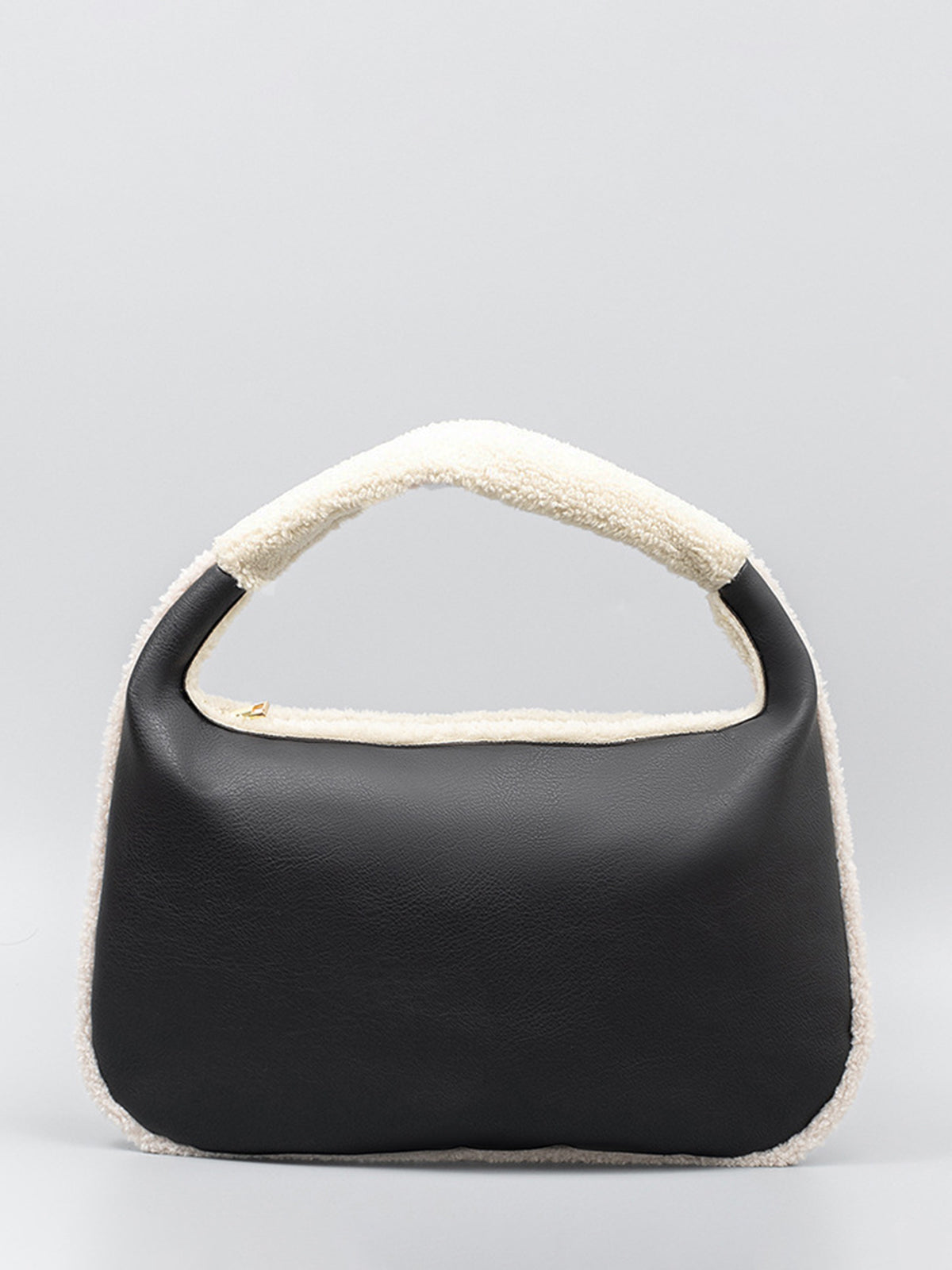 Zweifarbiger Fleece-Achselbeutel mit Reißverschluss 