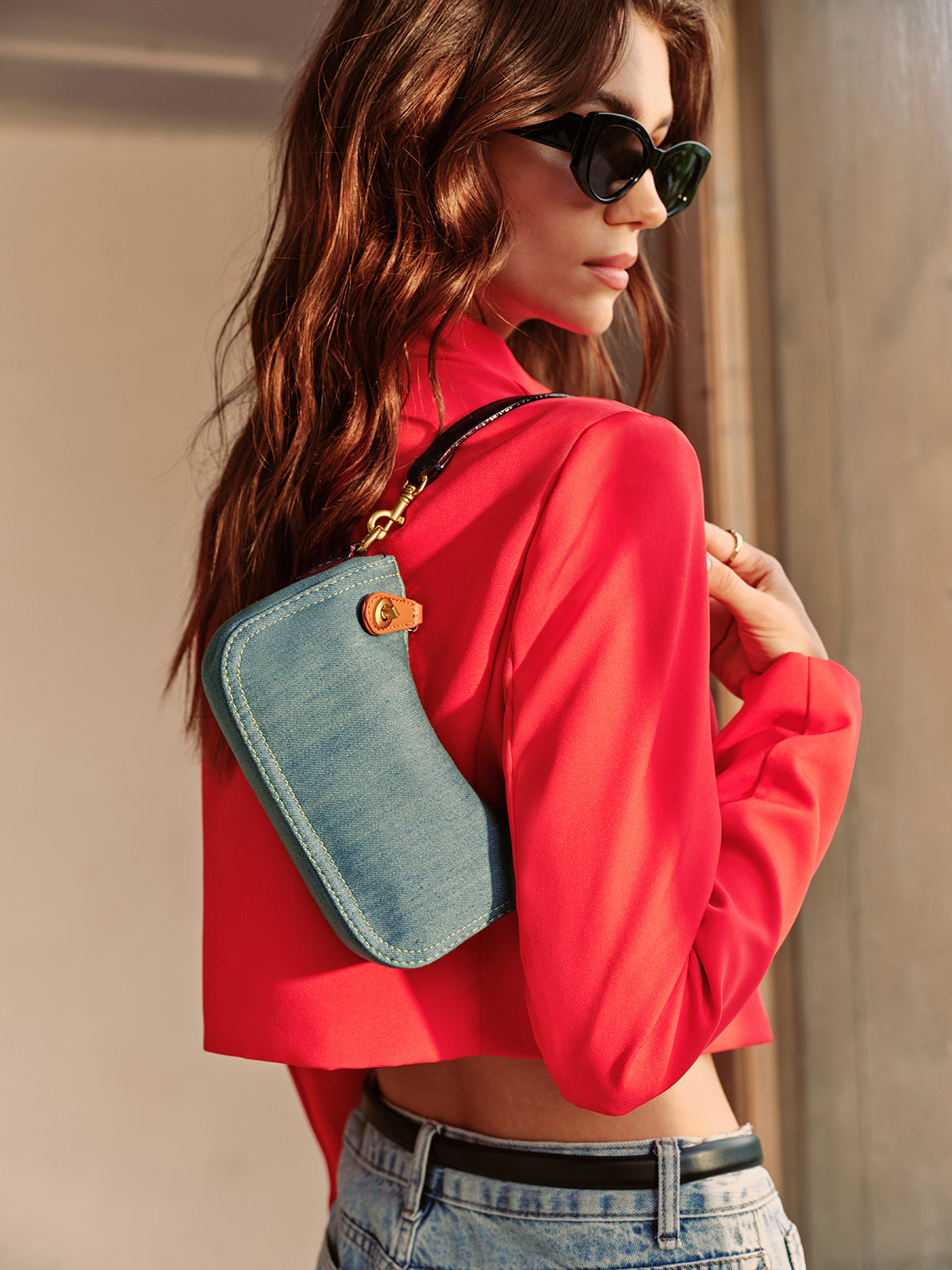 Vintage kleiner Achselbeutel mit Reißverschluss 