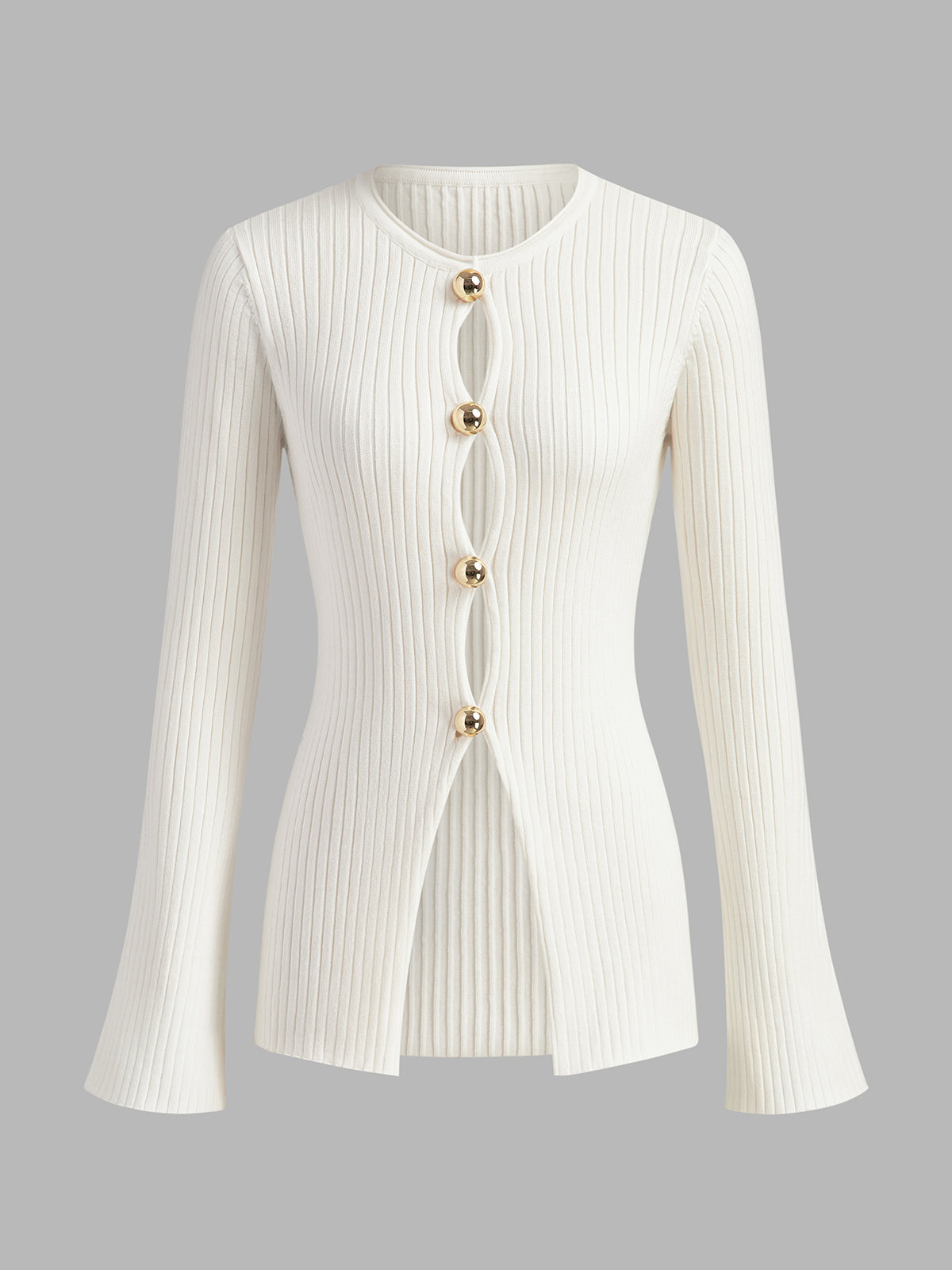 Haut en maille fendue à boutons dorés 