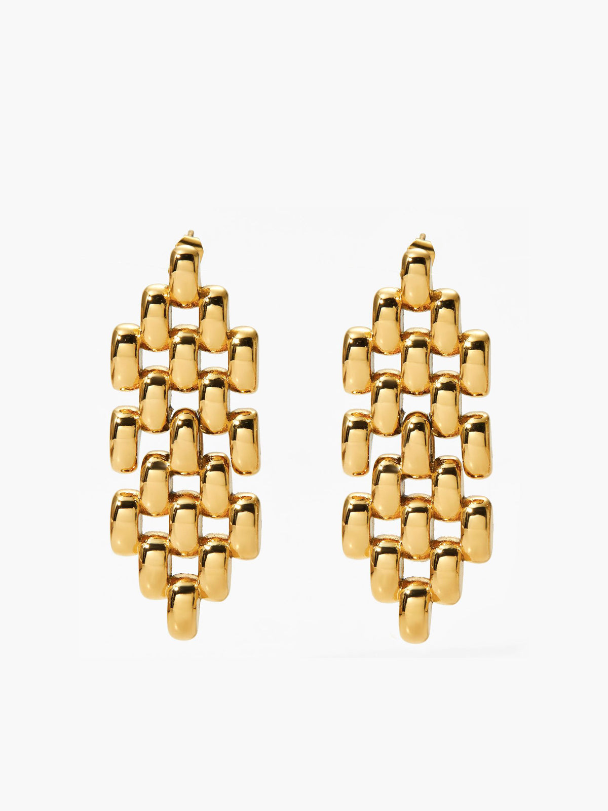 Boucles d'oreilles pendantes à chaînette perlée ajourée 