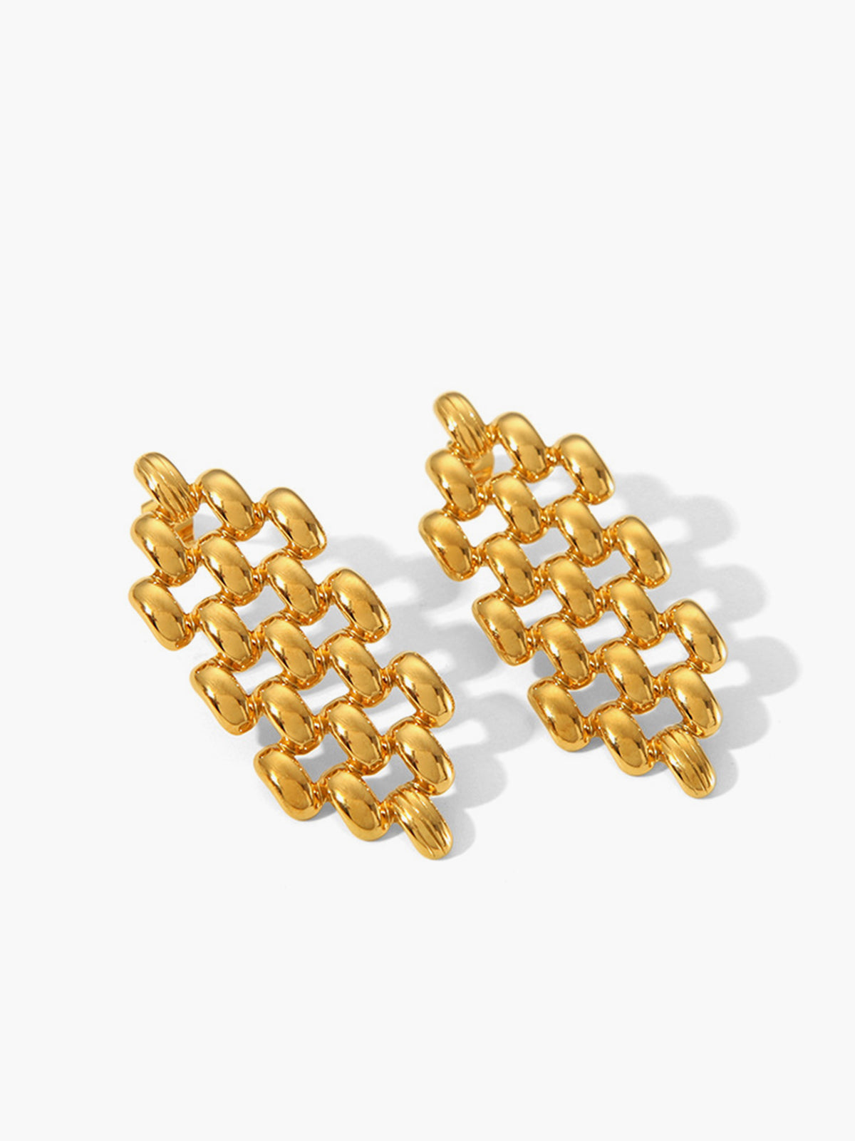 Boucles d'oreilles pendantes à chaînette perlée ajourée 