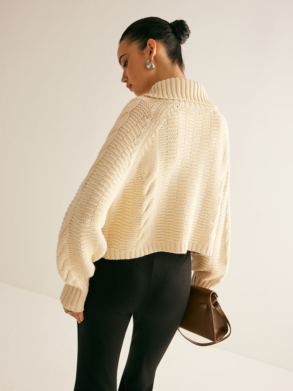 Cardigan à revers en maille torsadée