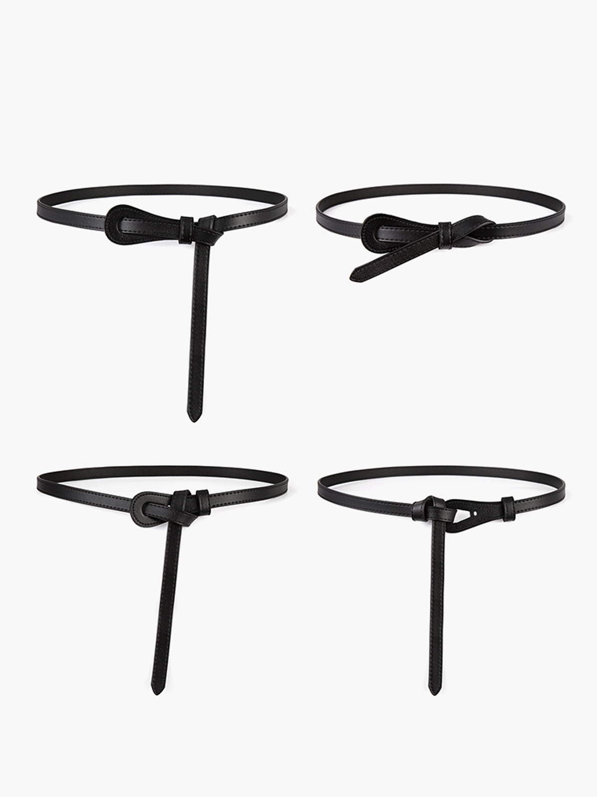 Ceinture fine nouée en cuir 