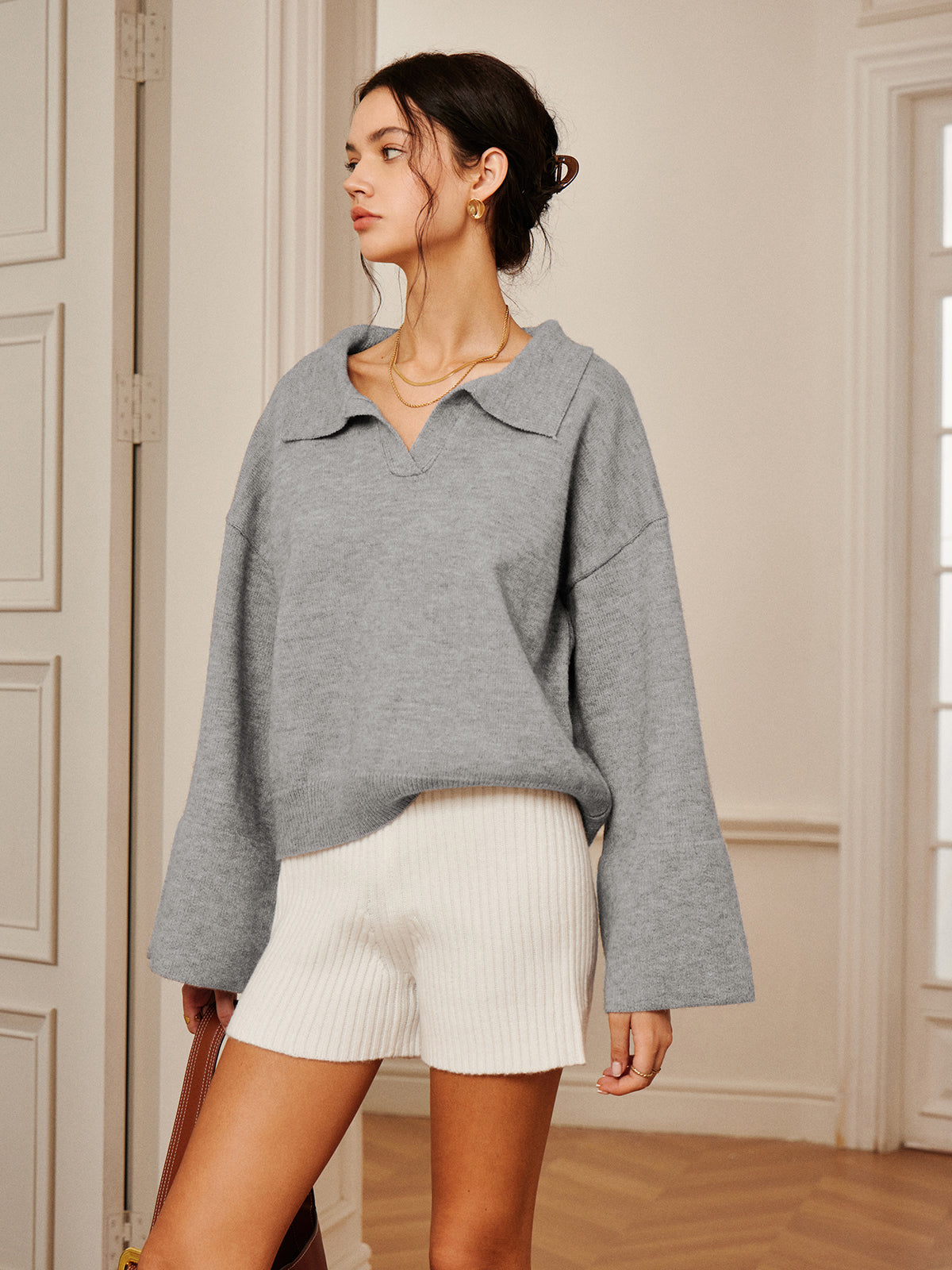 Pull en maille à col polo 