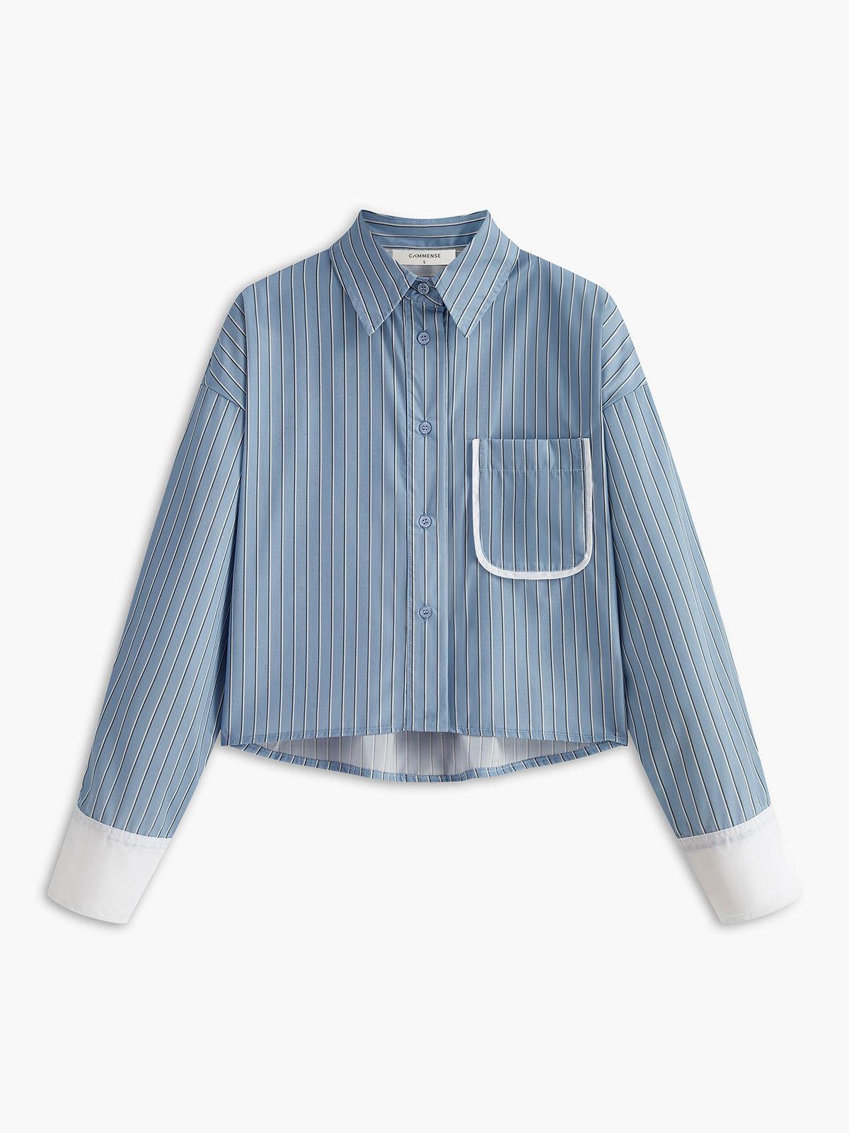 Polohemd mit kontrastfarbenen Manschetten und Nadelstreifen 