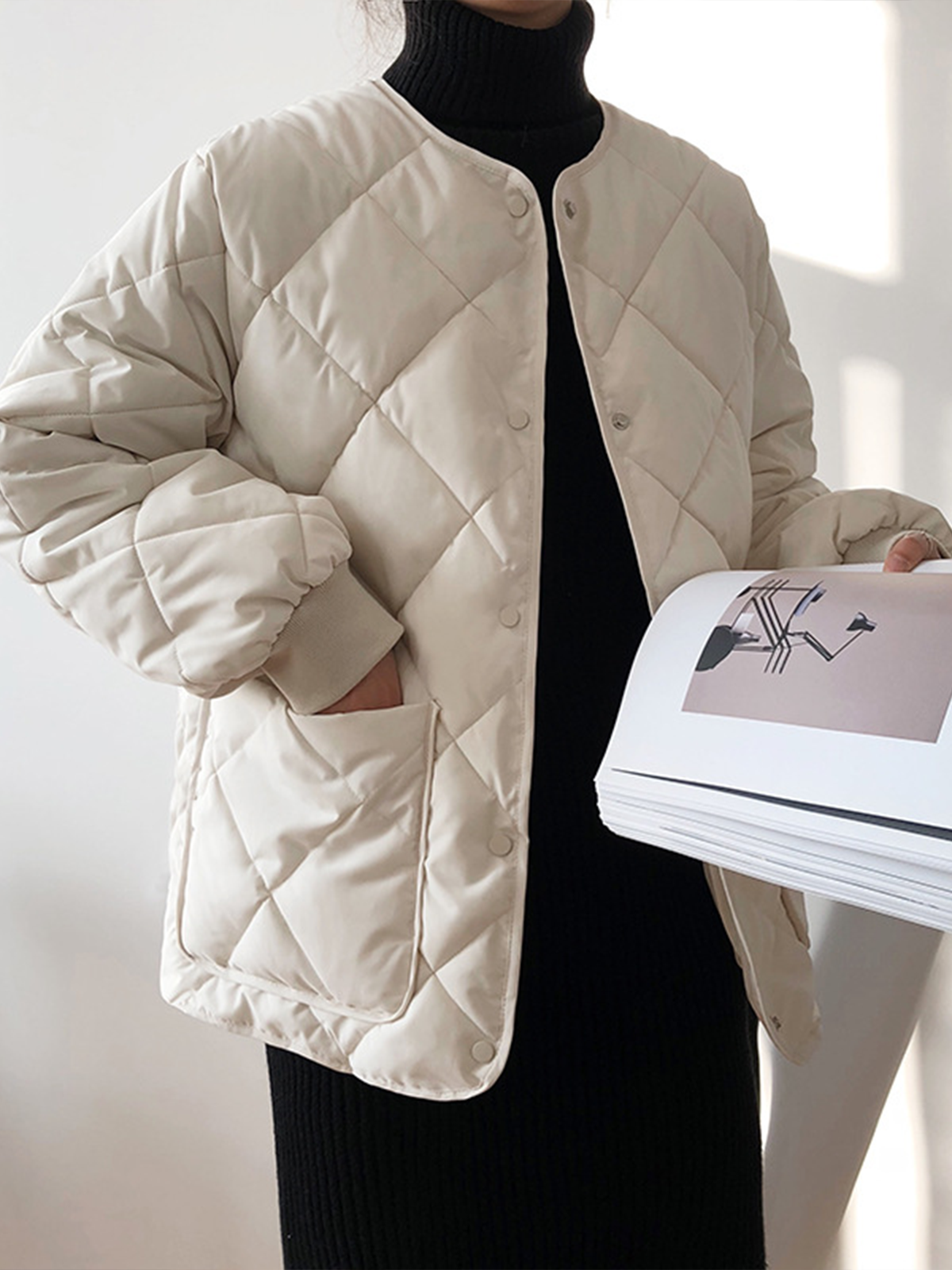 Manteau d'hiver à boutons losanges 