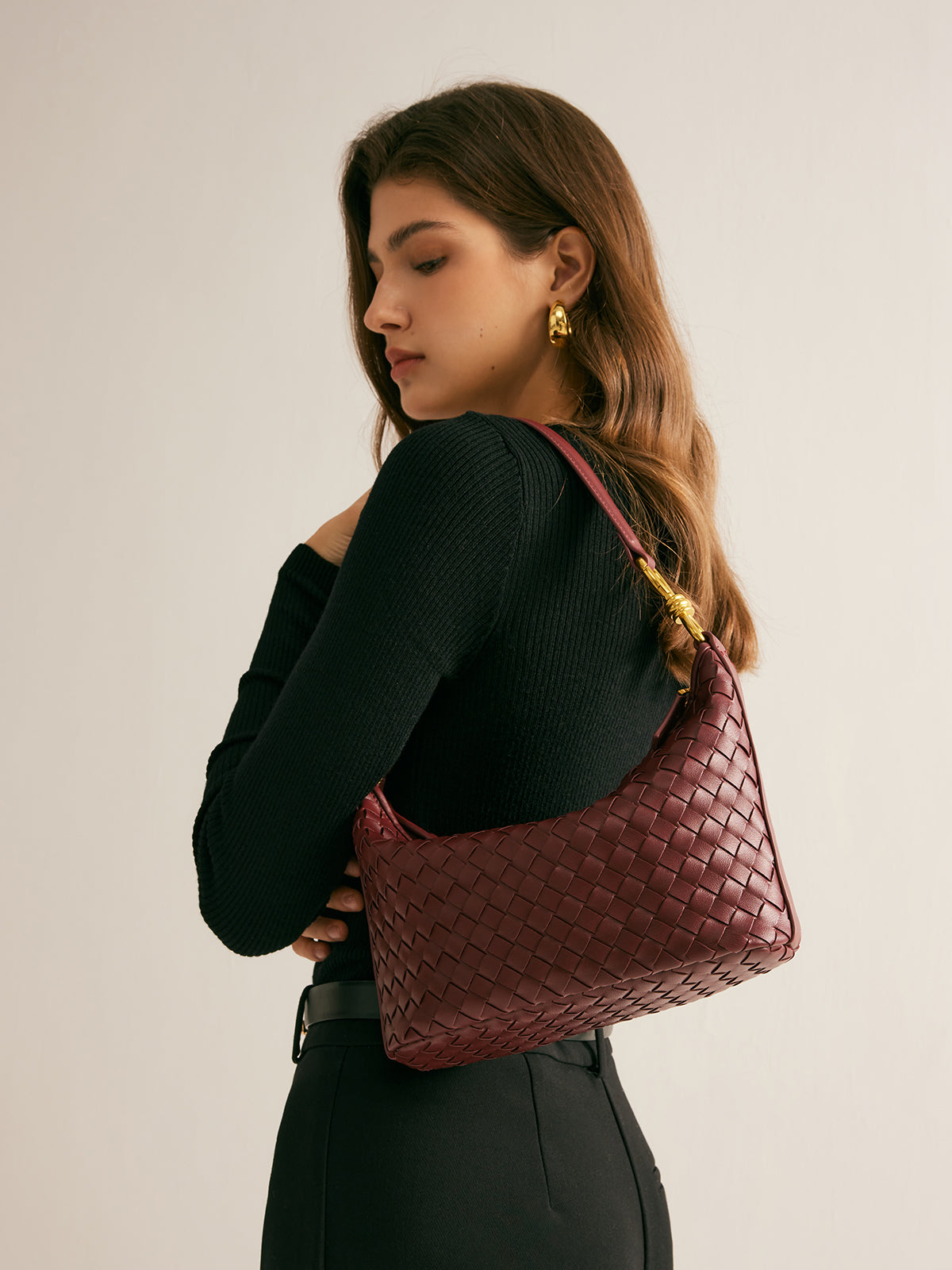 Sacoche d'aisselle tissée à fermeture éclair 