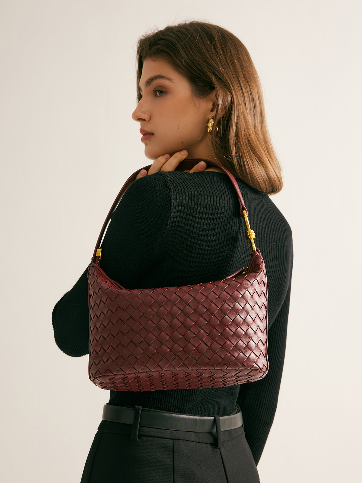 Sacoche d'aisselle tissée à fermeture éclair 