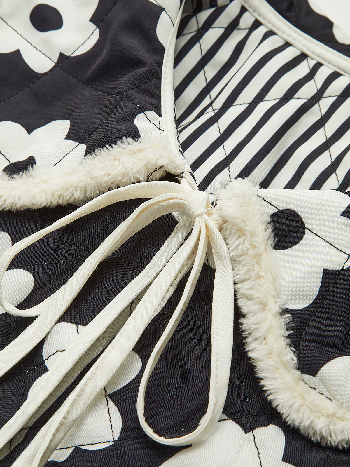 Manteau d'hiver à lacets imprimé floral