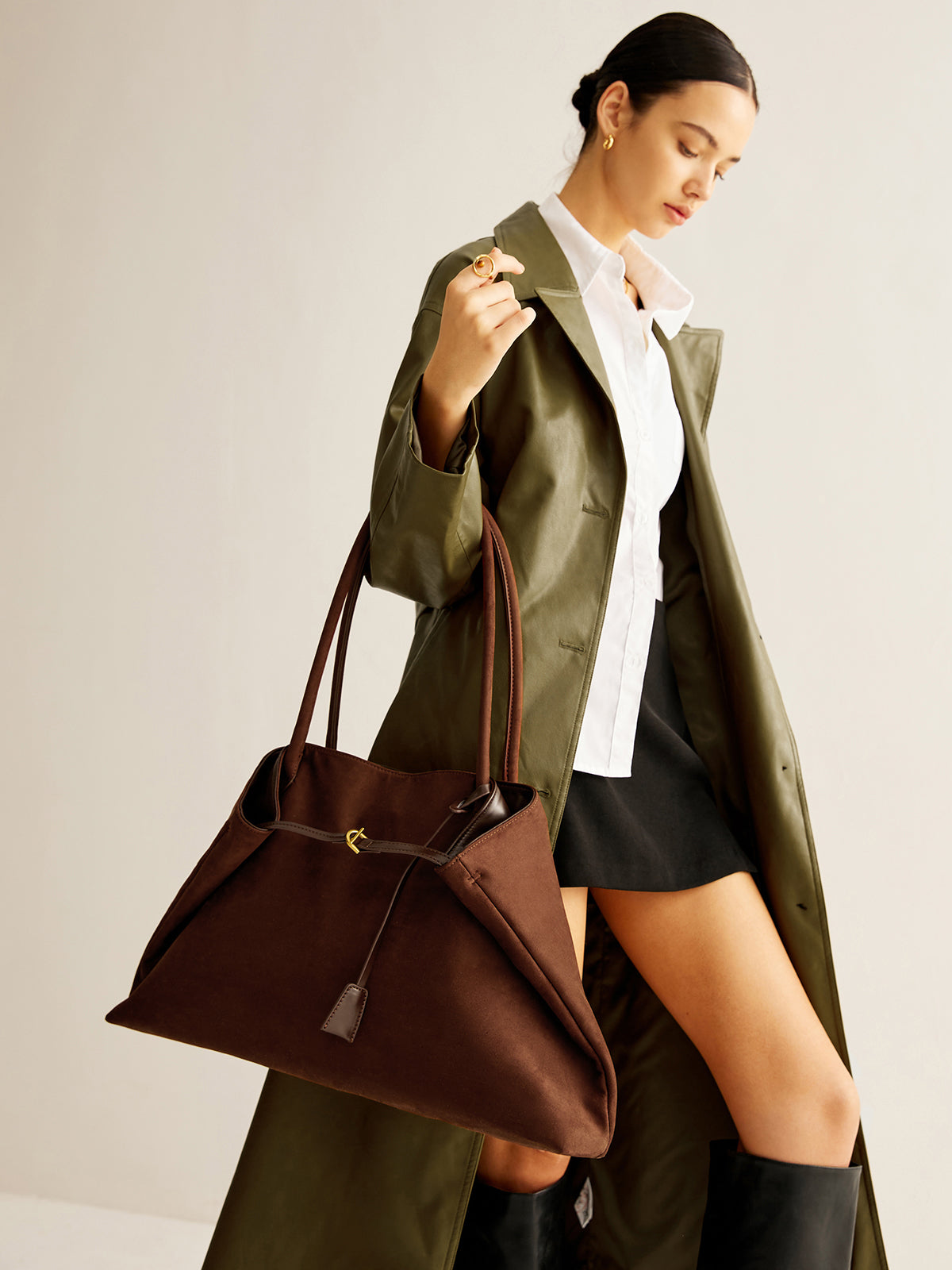 Sac bandoulière en daim grande capacité 