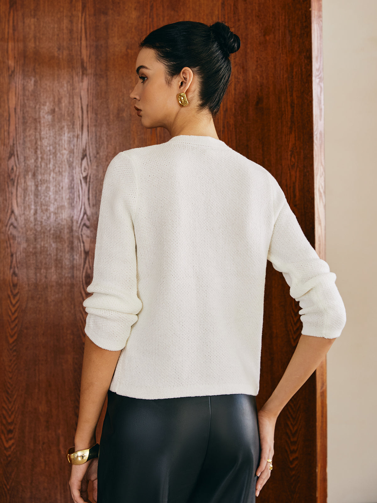 Cardigan à boutons métalliques coupe classique