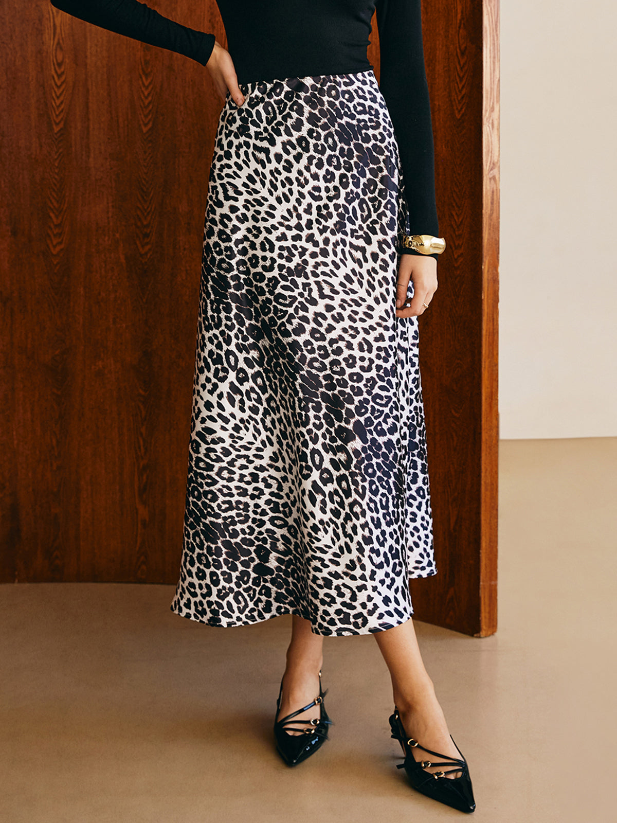 Midi-Rock mit Leopardenmuster 