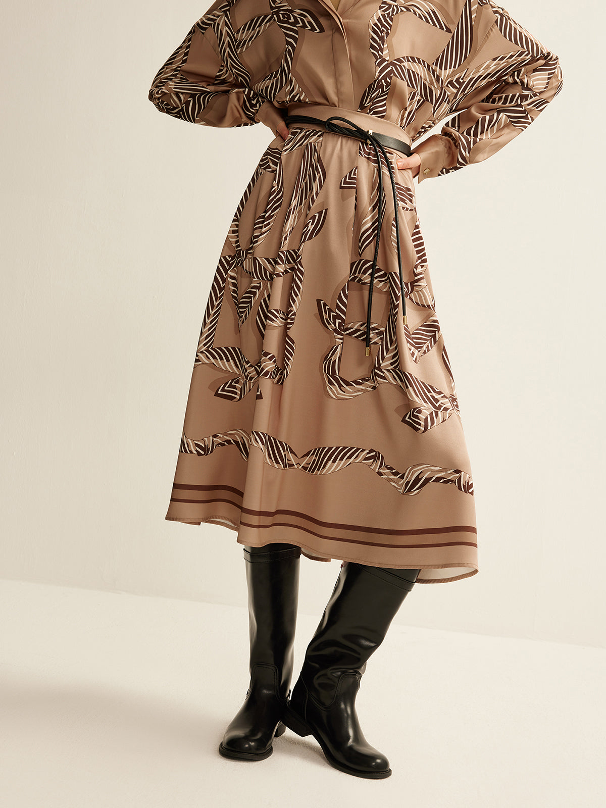 Midirock mit Bohème-Print (ohne Gürtel) 