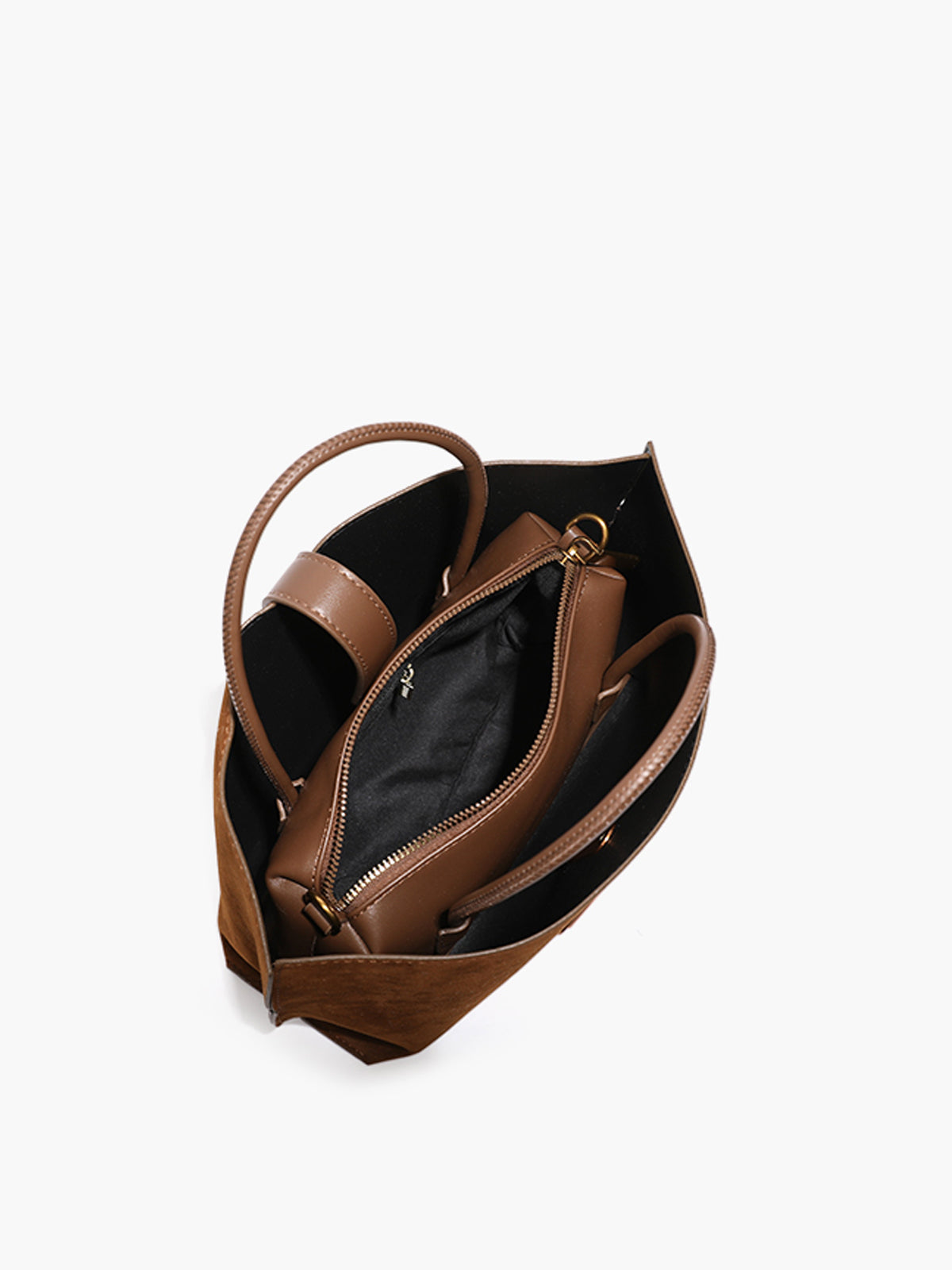 Sac à compartiments en daim avec poignée supérieure 