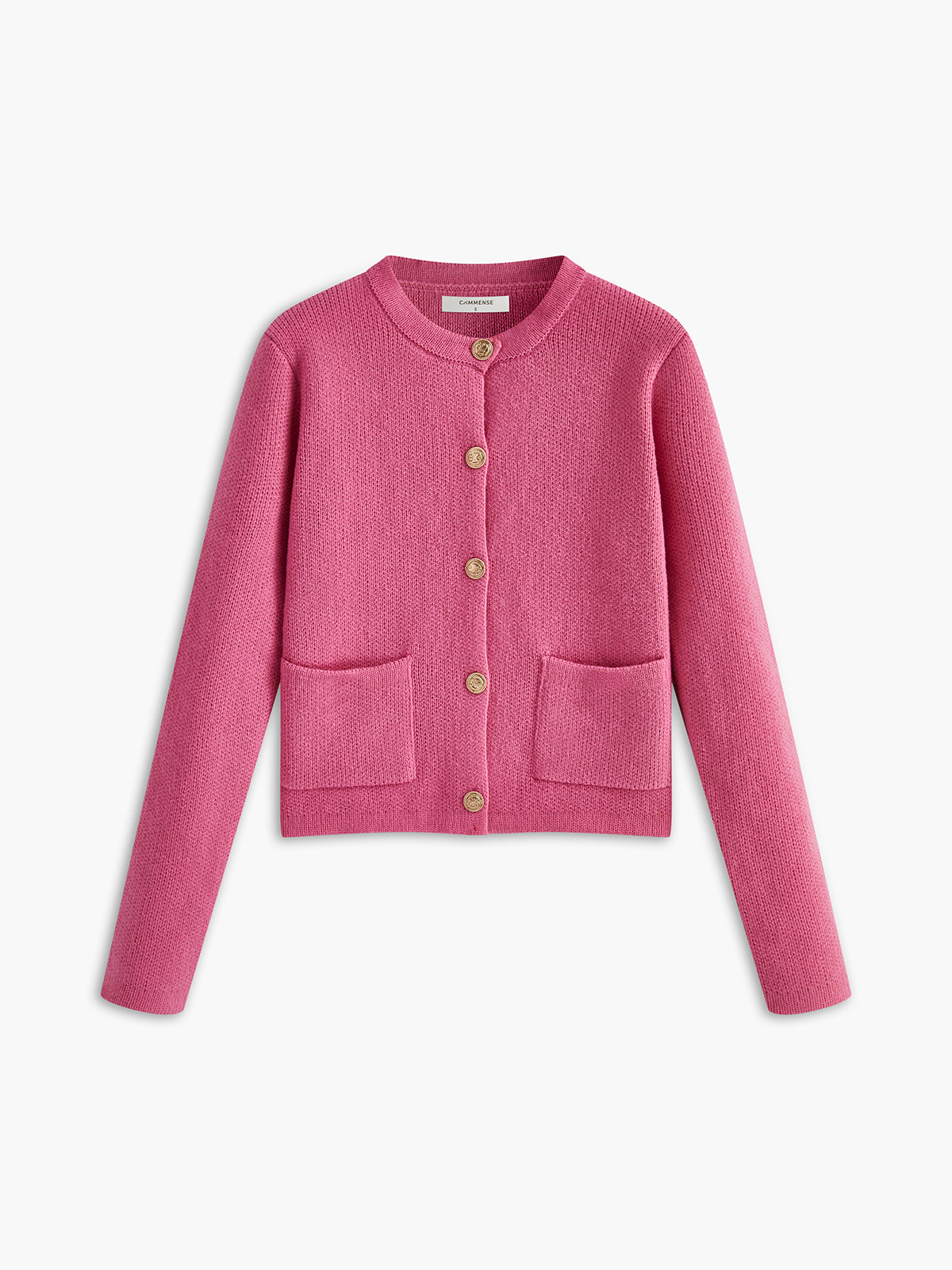 Strickoberteil mit Rundhalsausschnitt und goldenen Knöpfen 