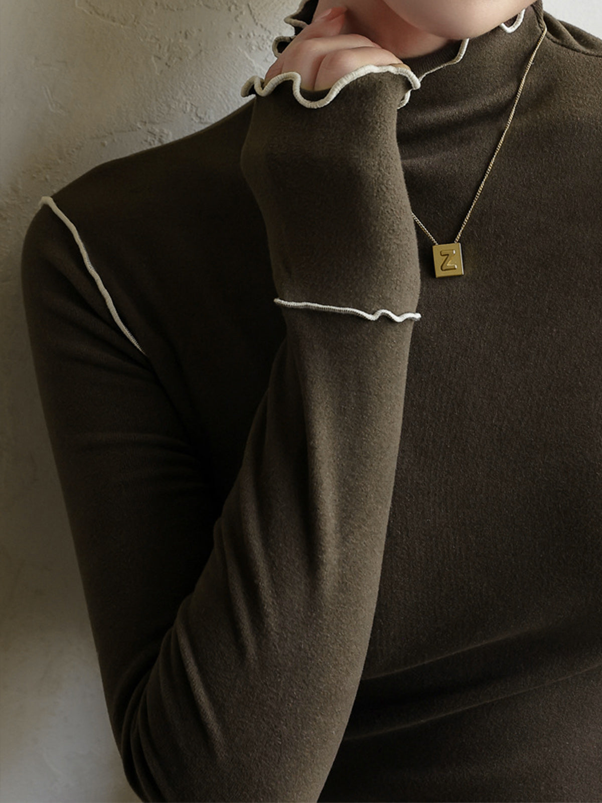 Slim-Fit-T-Shirt aus Jersey mit Wellenbesatz