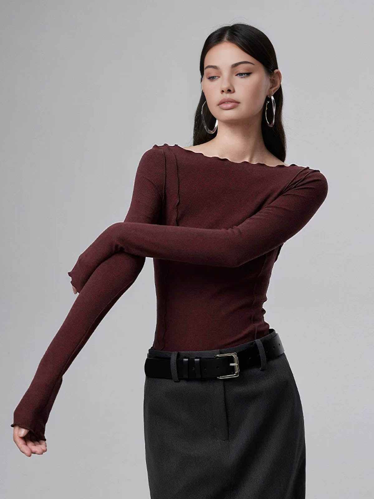 T-shirt slim à bordure de laitue 