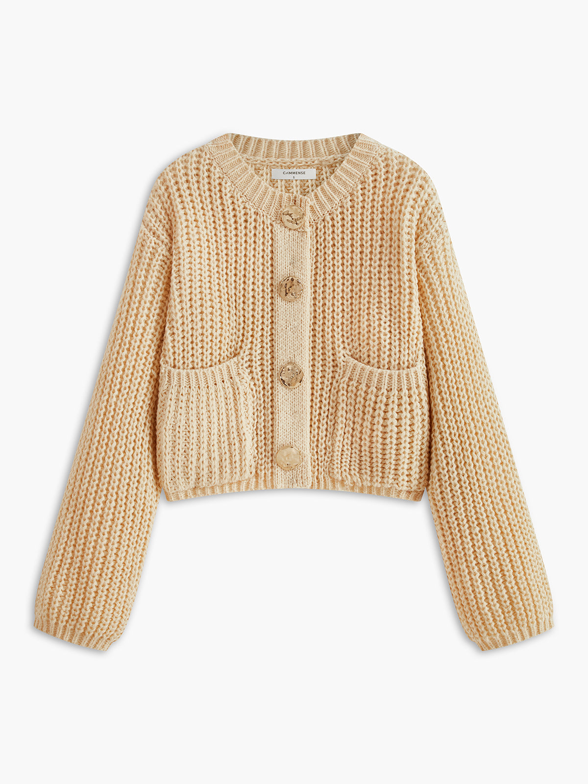 Einfacher, grob gestrickter Cardigan mit Knöpfen 