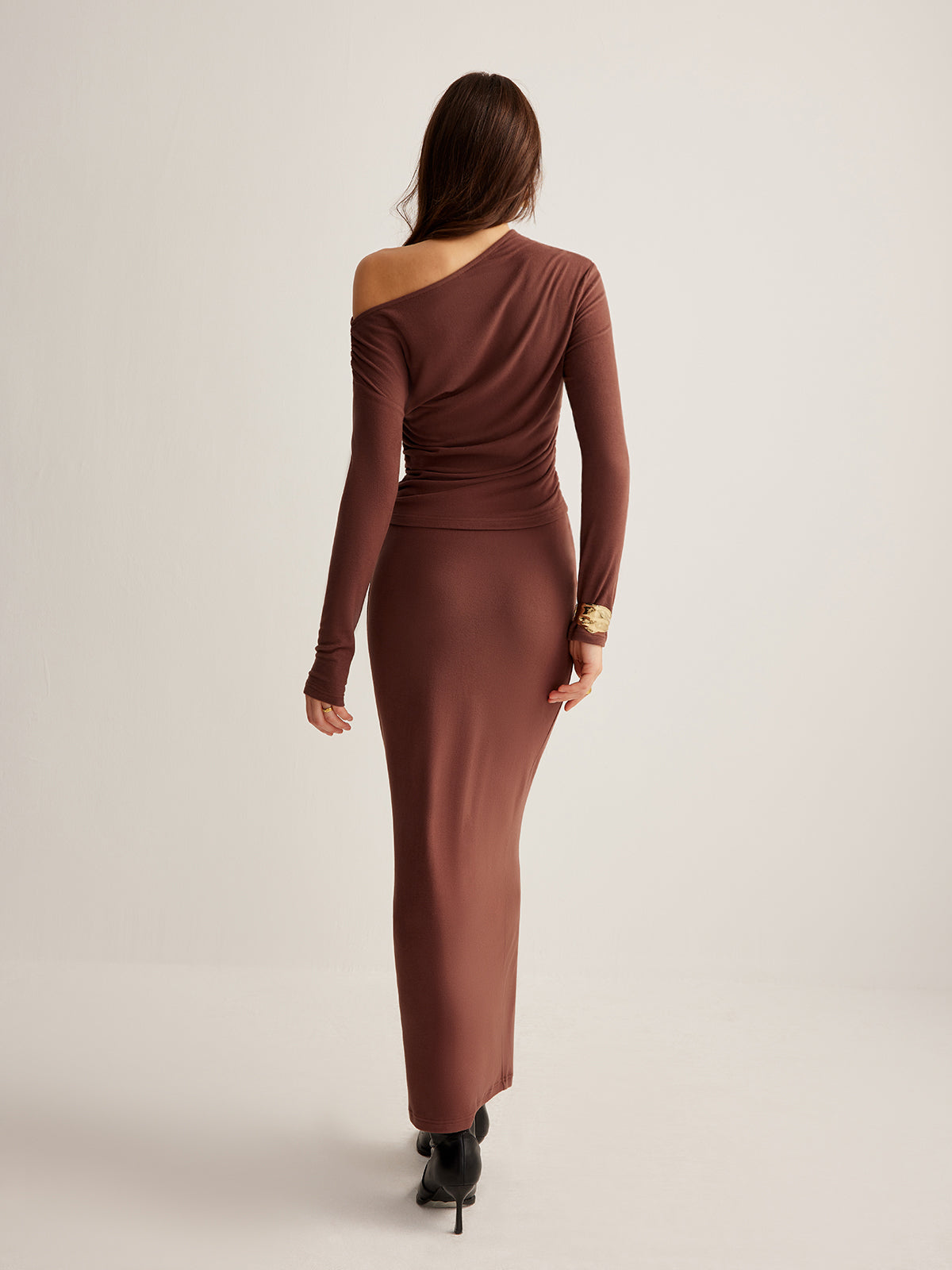 Ensemble jupe et jupe slim en jersey à col asymétrique 