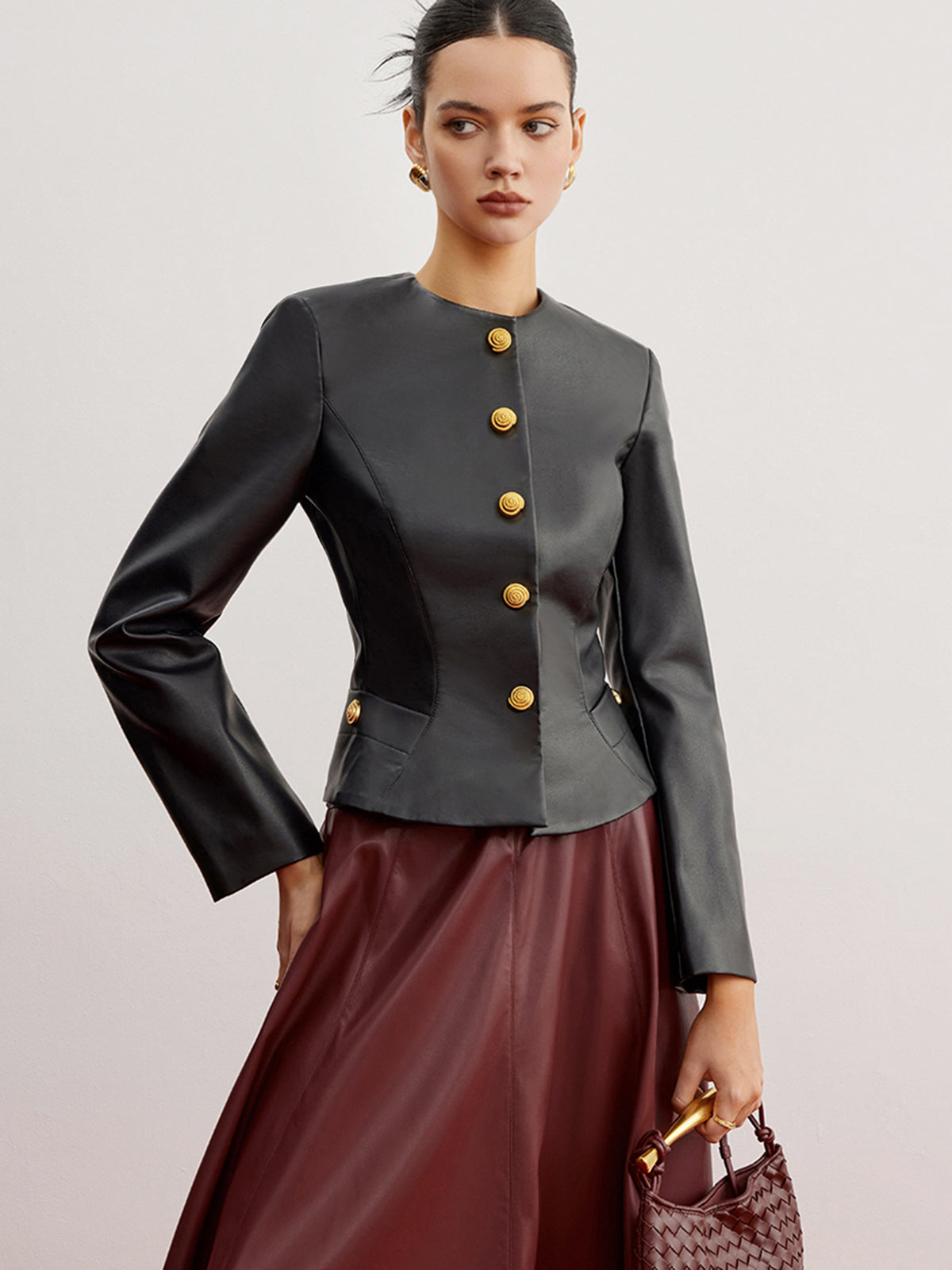 Lässige Slim-Fit-Jacke aus Kunstleder 