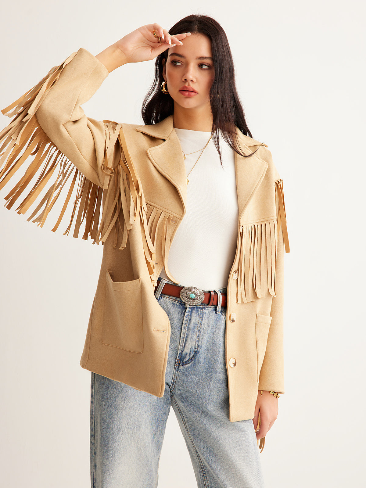 Boheme Tassel Suede Effect Blazer