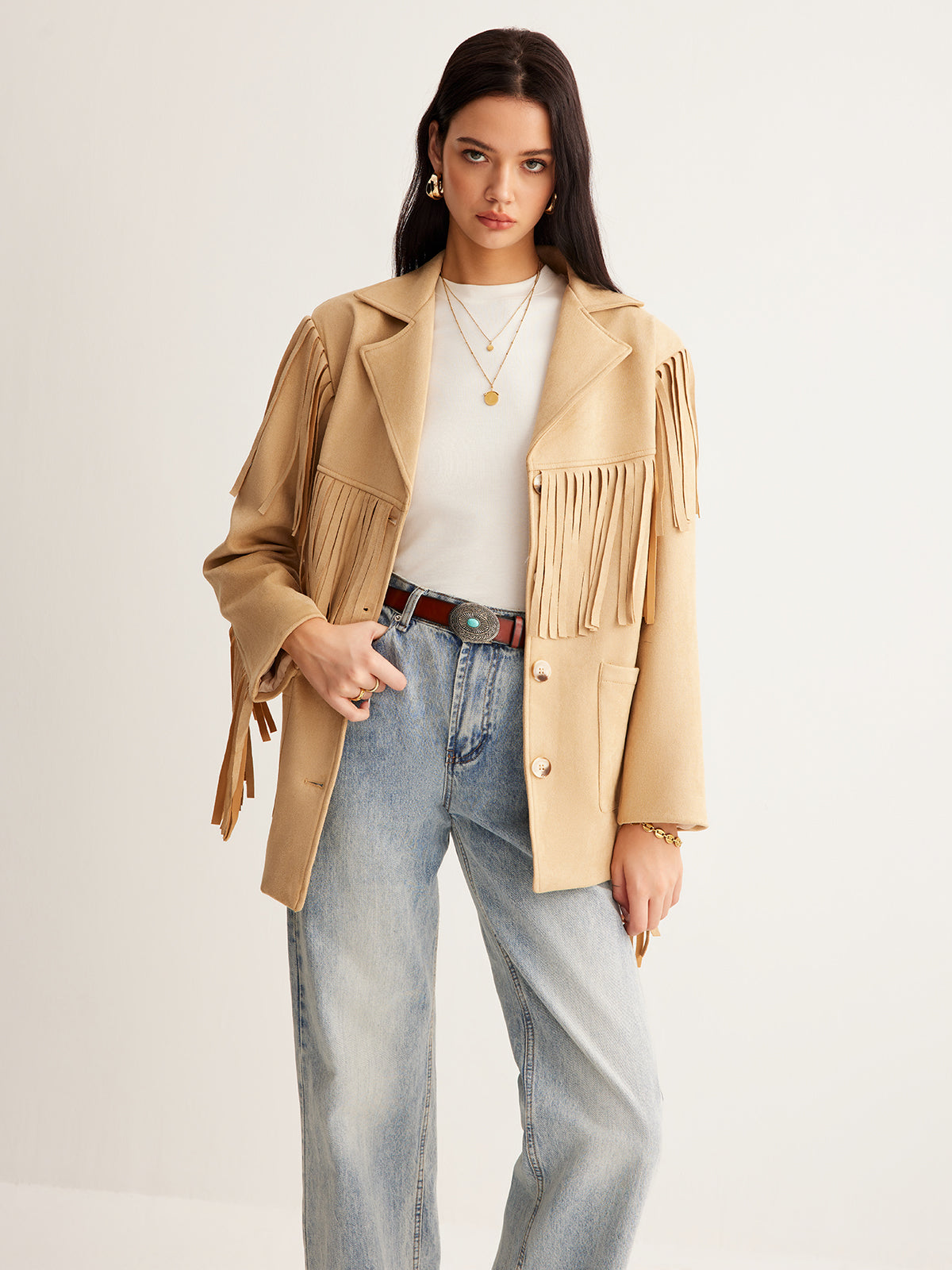 Boheme Tassel Suede Effect Blazer