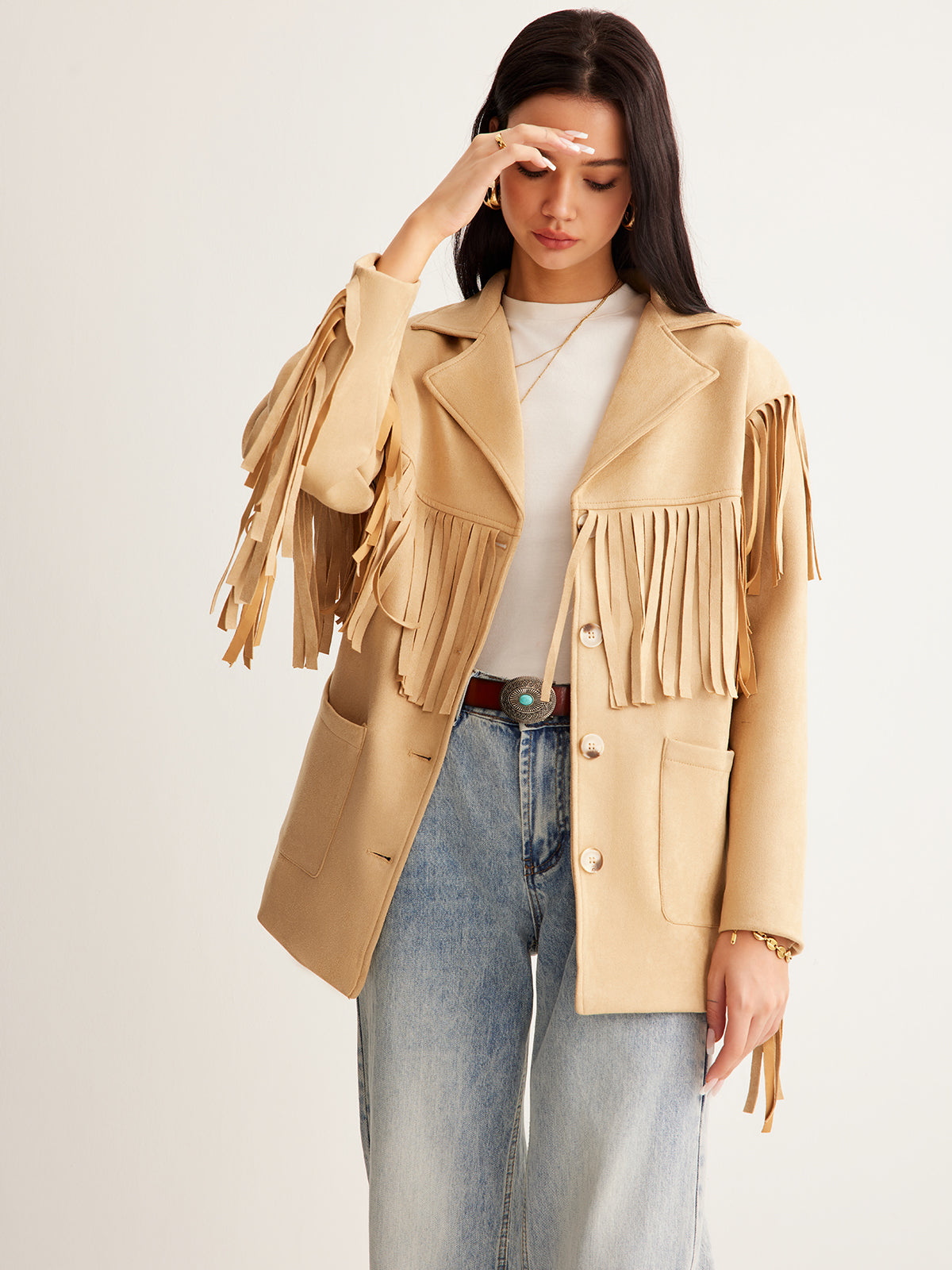 Boheme Tassel Suede Effect Blazer