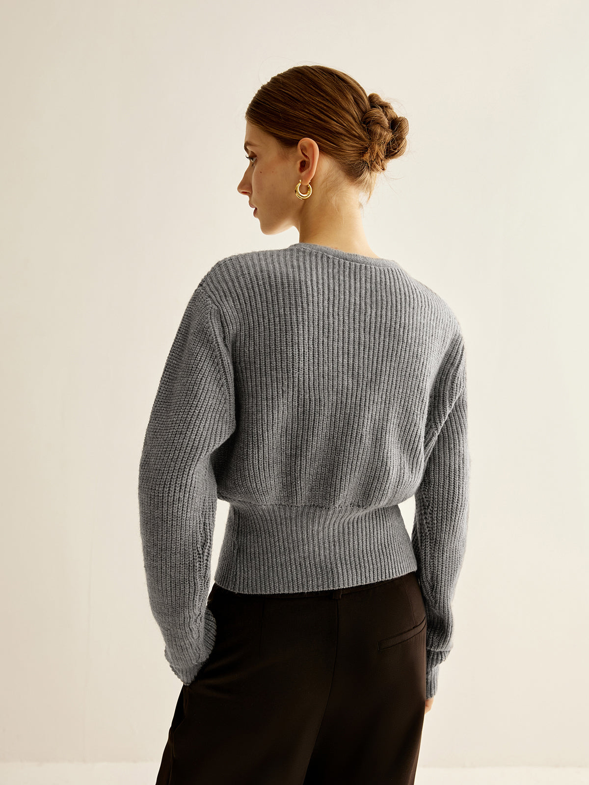 Gilet boutonné à col en V 