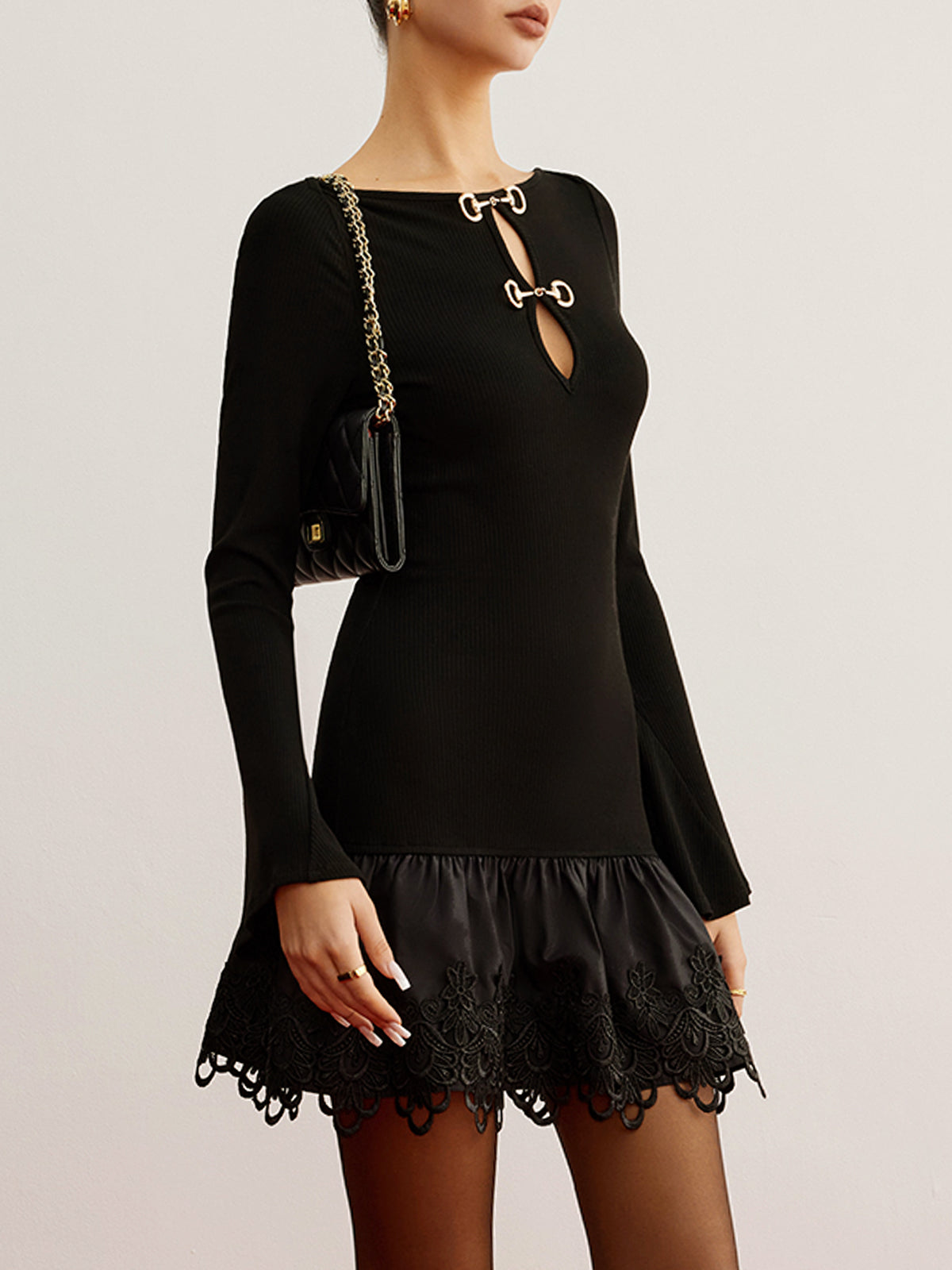 Jerseykleid mit Cutout-Einsätzen 