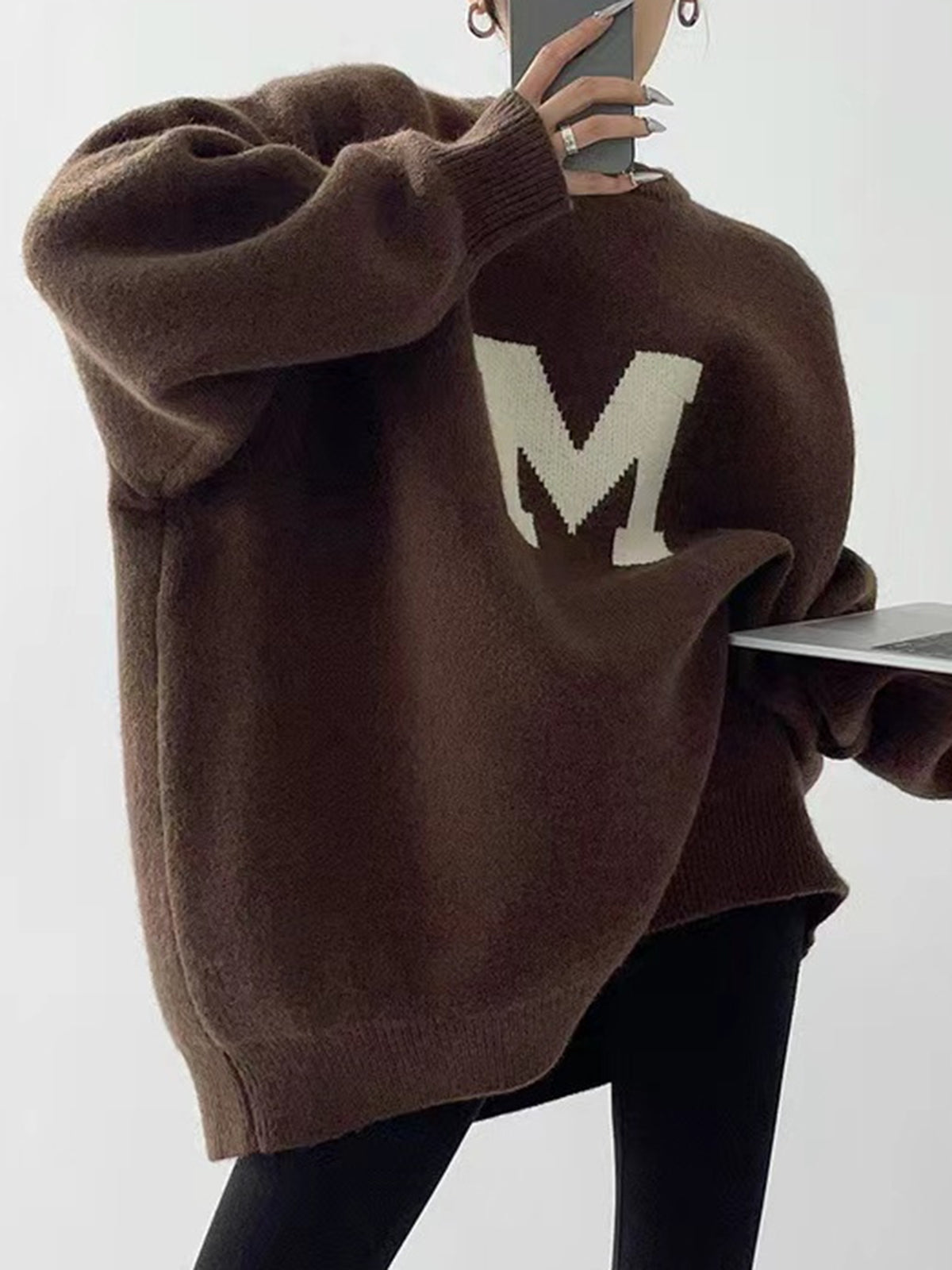 Lockerer Pullover mit Buchstabenprint 