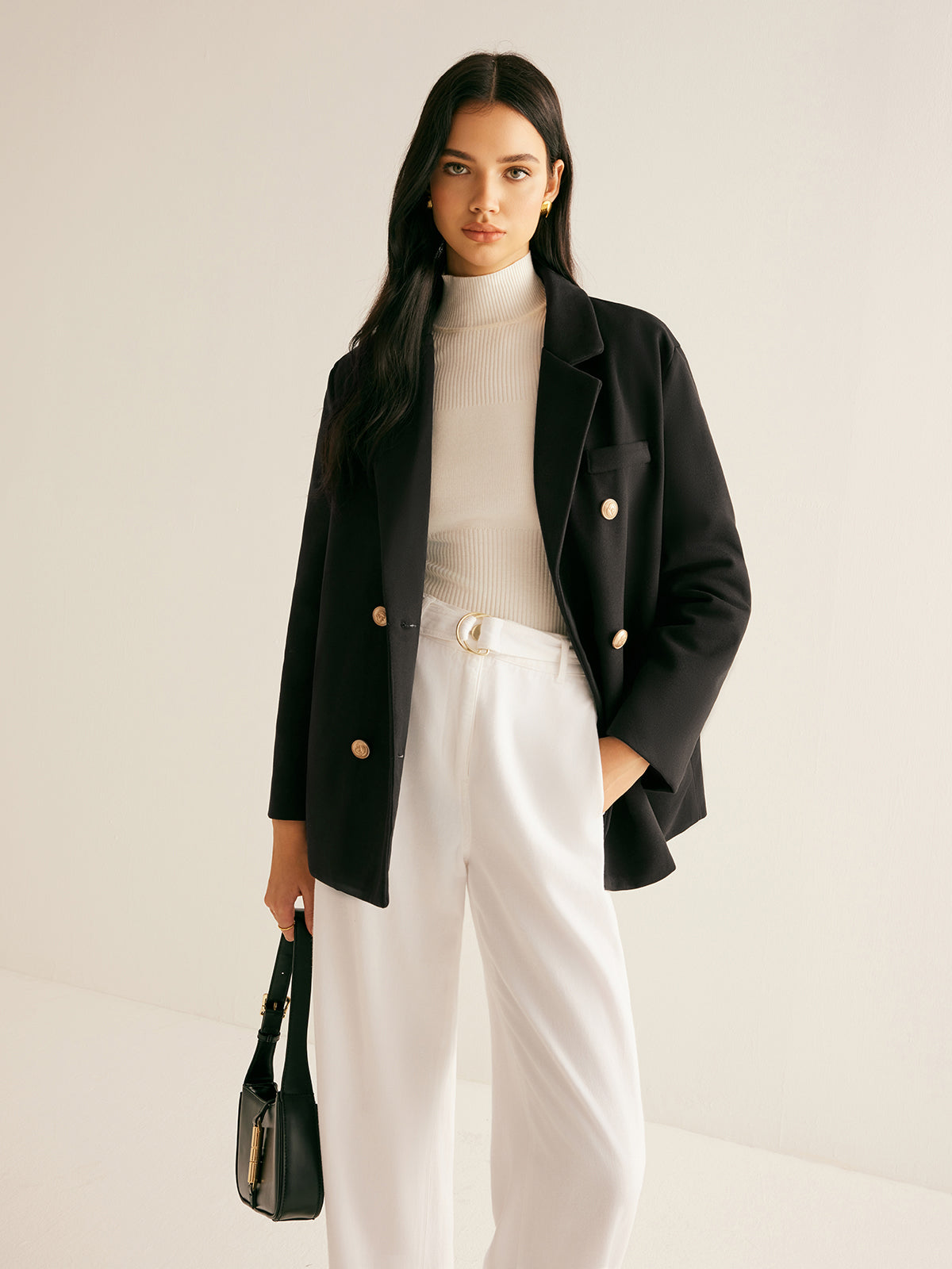 Blazer à revers à détails métalliques 