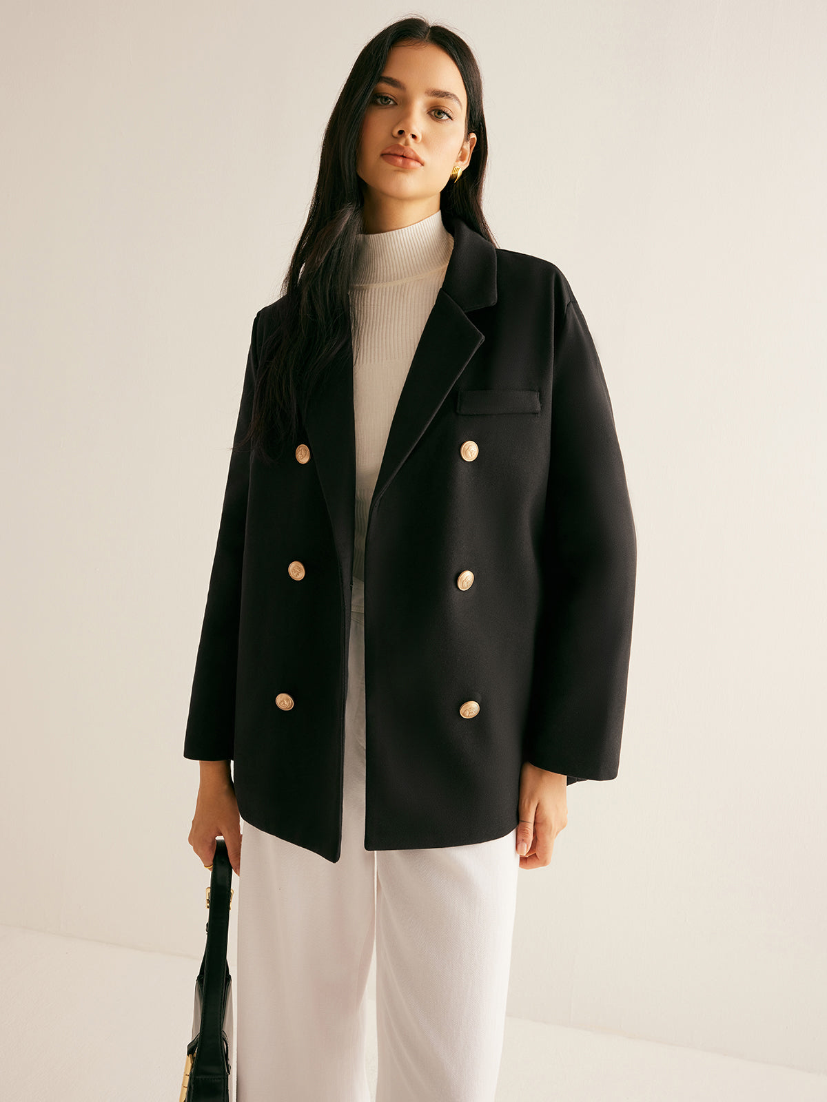 Blazer à revers à détails métalliques 