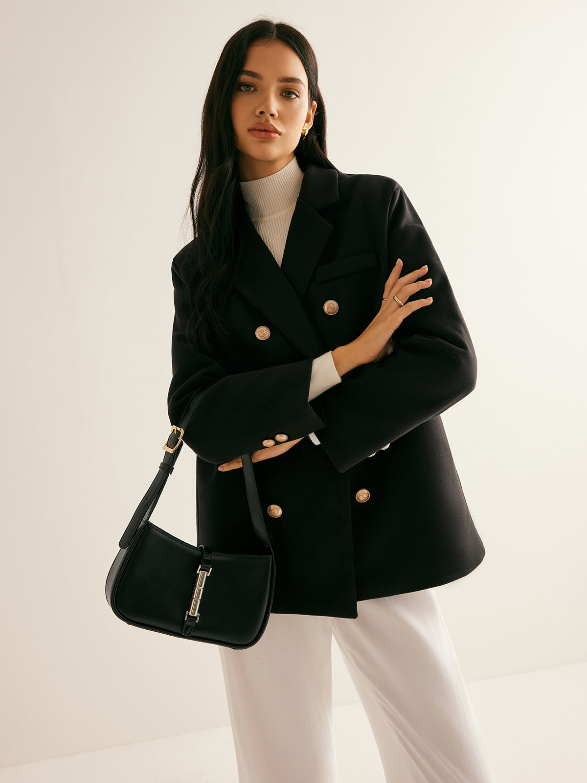 Blazer à revers à détails métalliques 