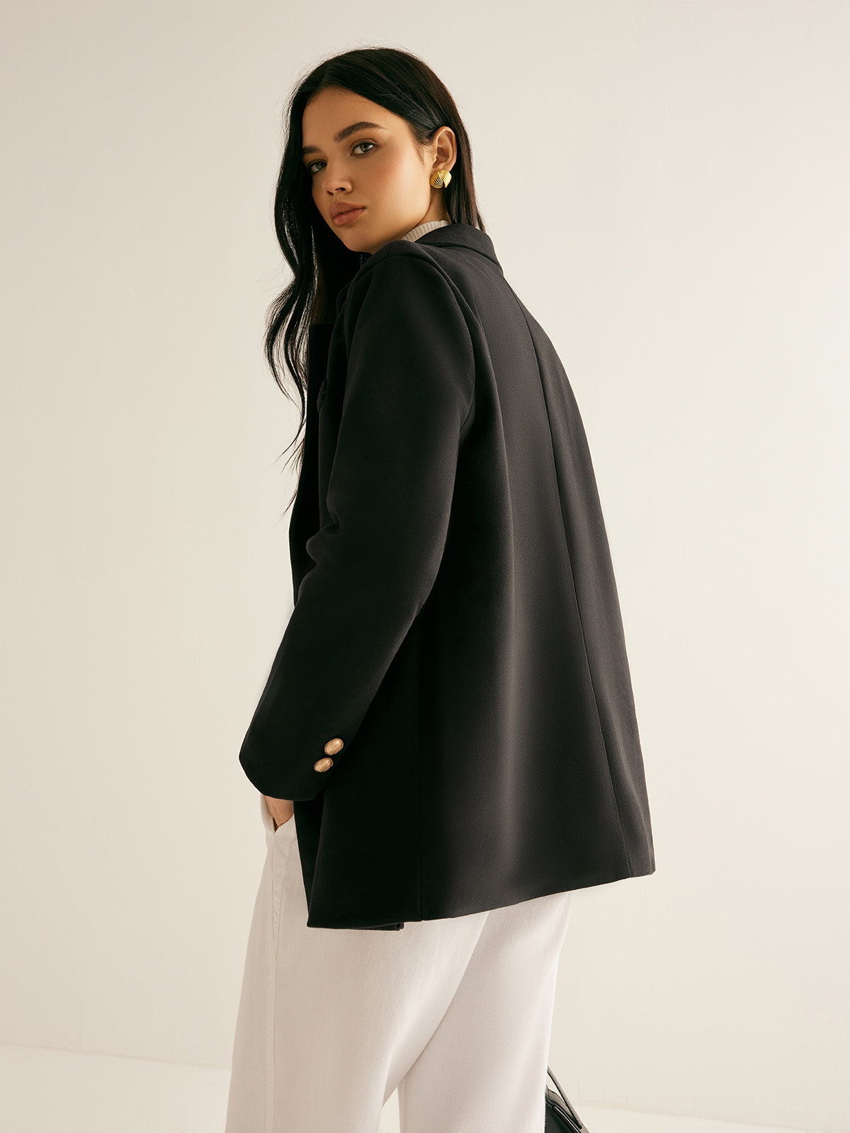 Blazer à revers à détails métalliques 