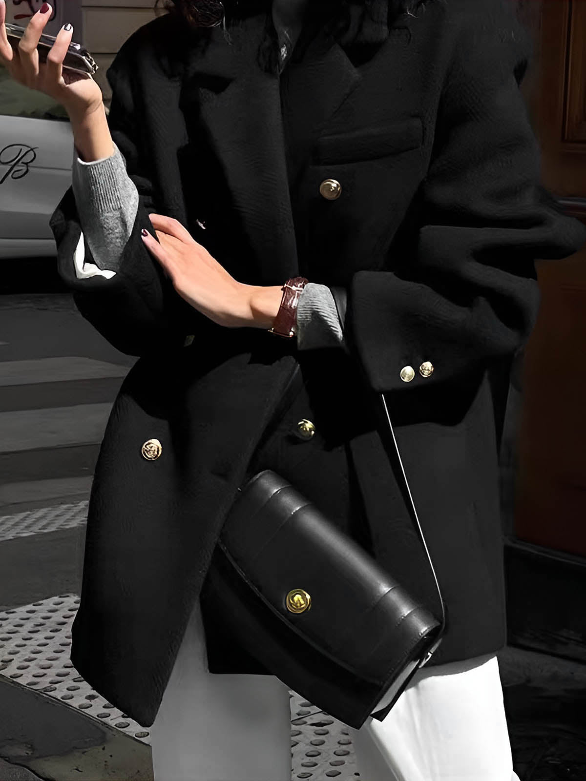 Blazer à revers à détails métalliques 