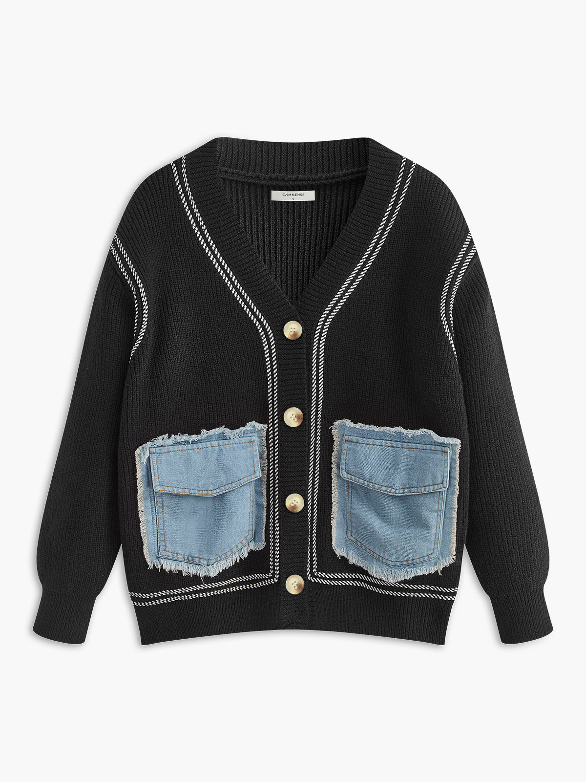 Kuscheliger Cardigan mit kontrastfarbenen Paspeln 