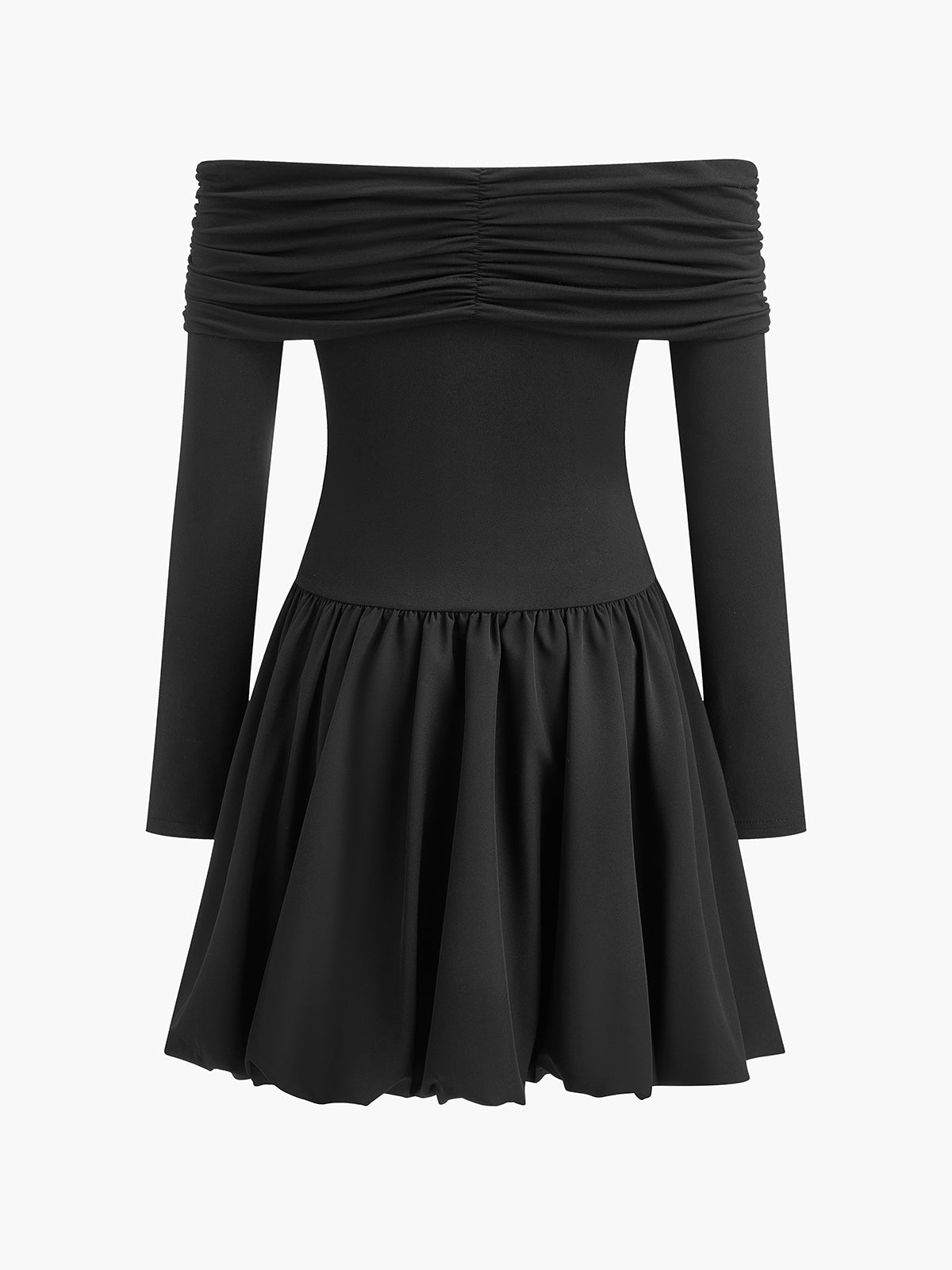 Jerseykleid mit geraden Schultern und abgerundeter Taille