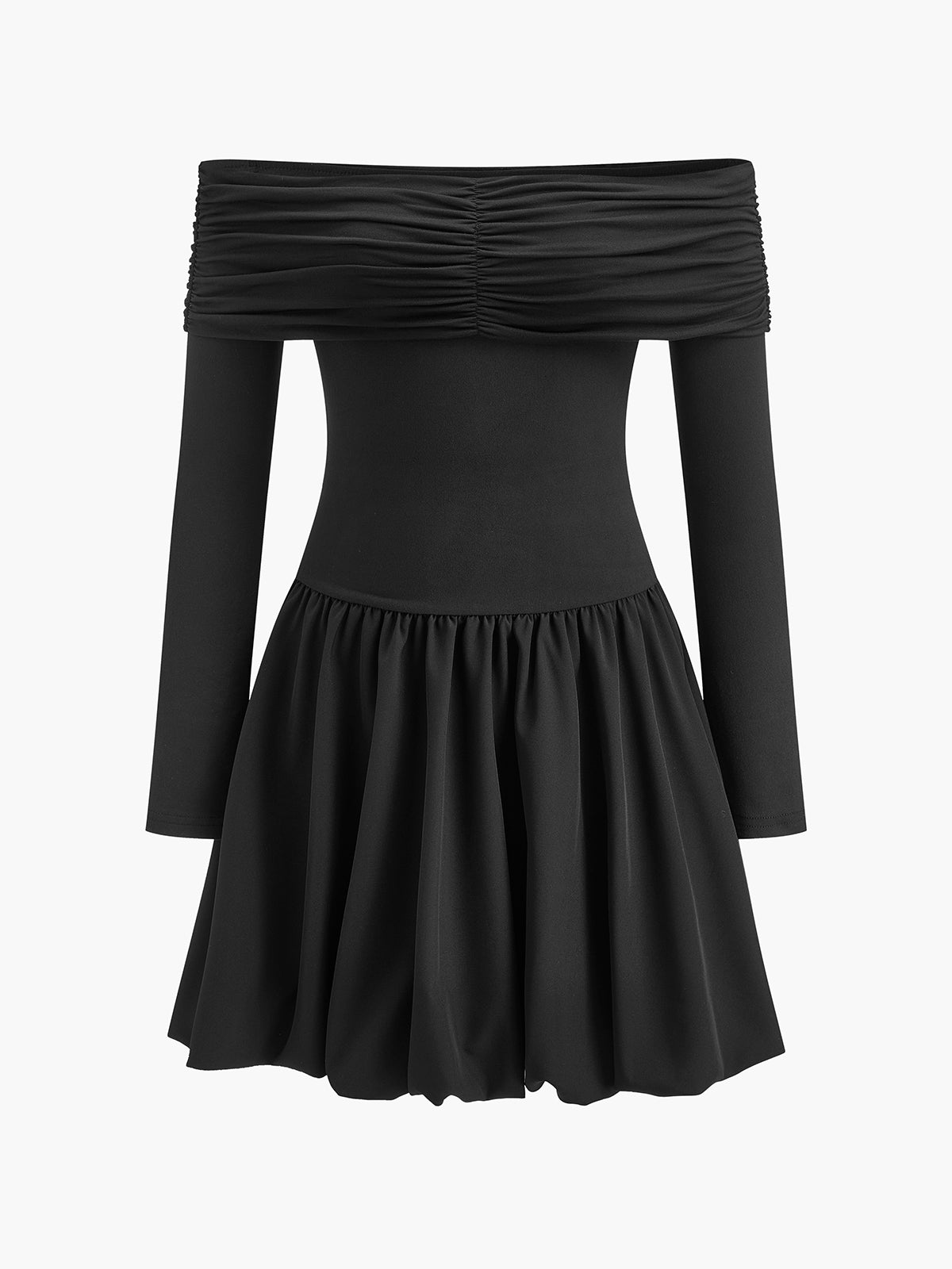 Jerseykleid mit geraden Schultern und abgerundeter Taille