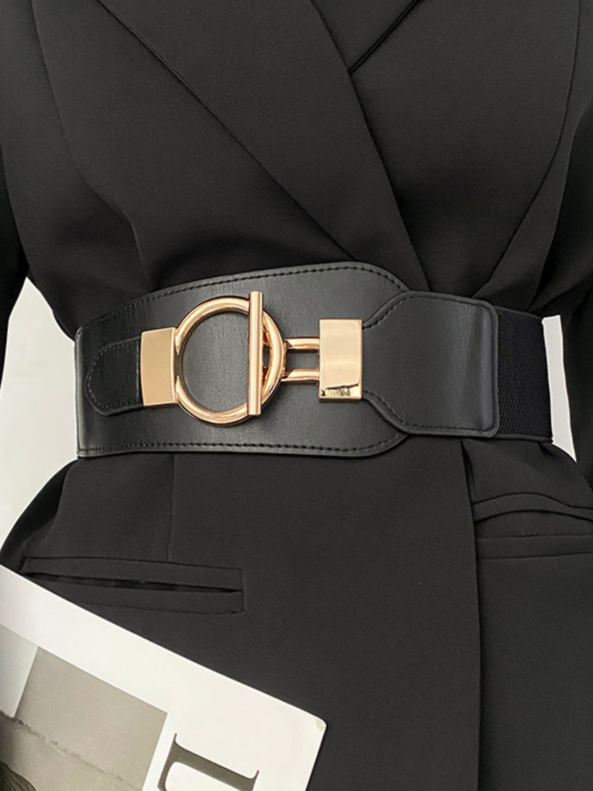 Ceinture élastique large en métal lariat