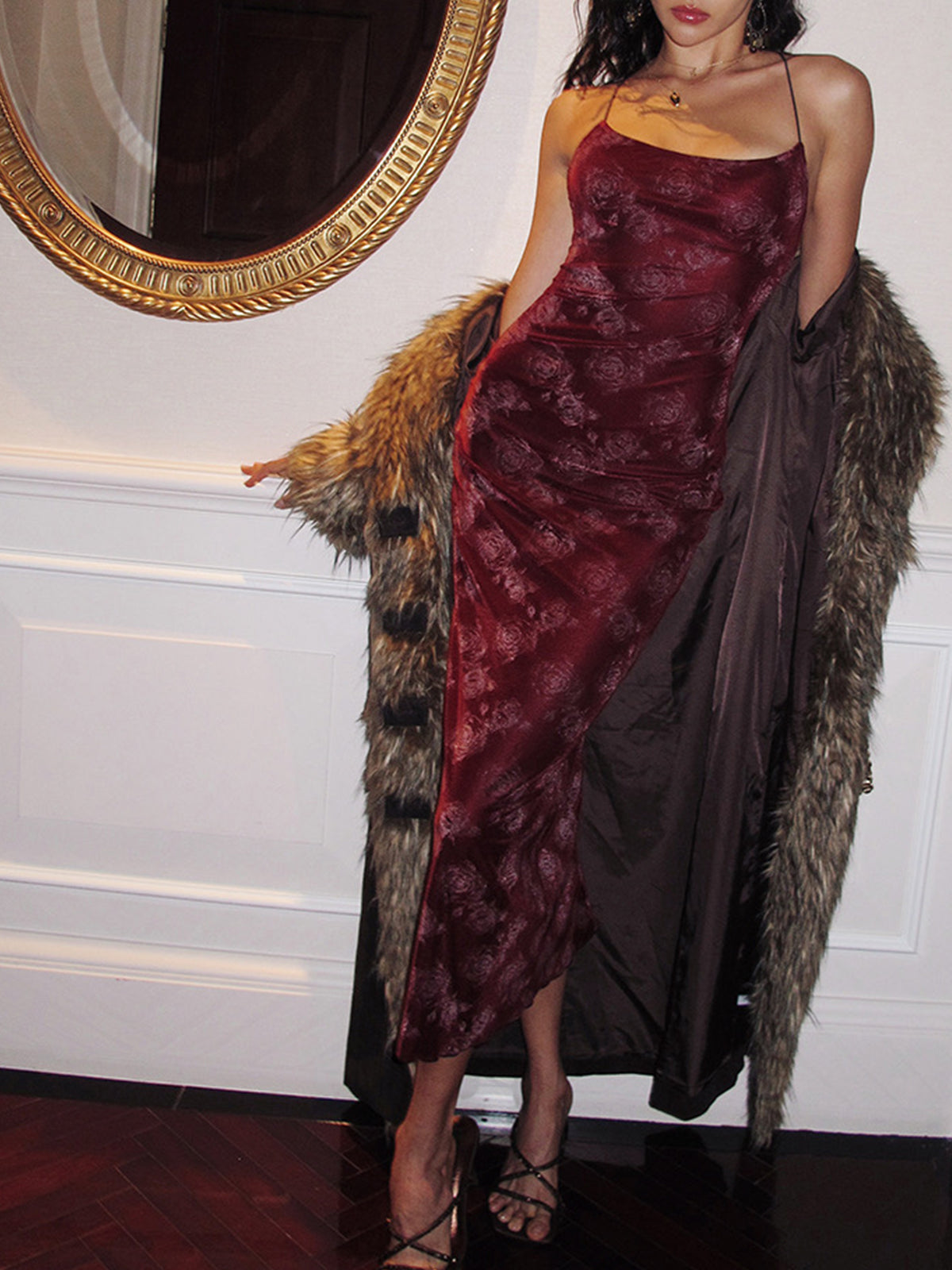 Rose Velvet Cami Dress 