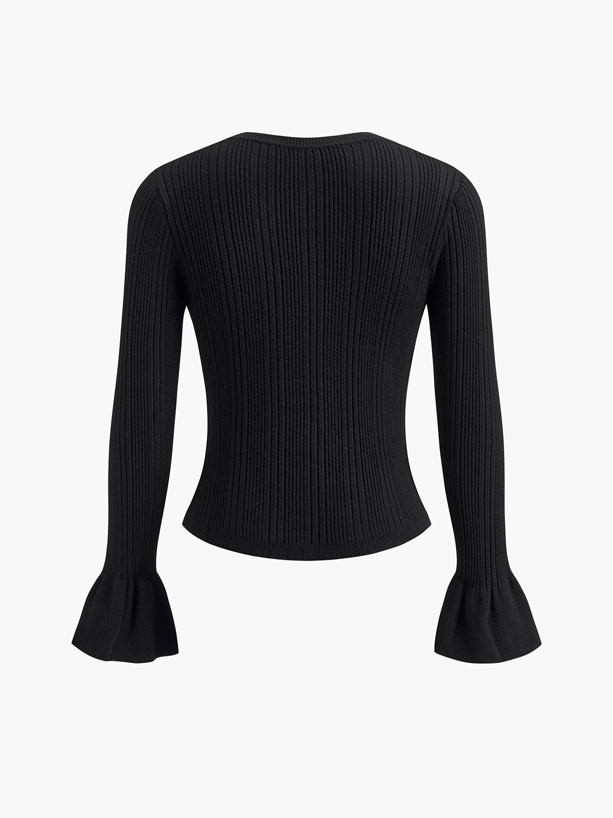 Haut en maille à poignets volantés et décor perlé 