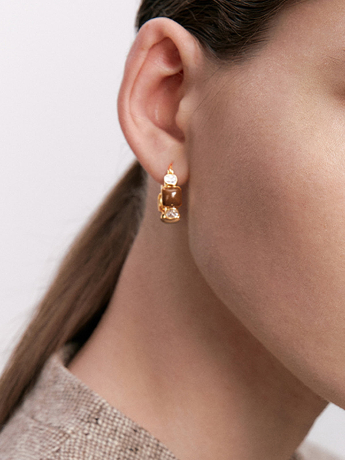 Boucles d'oreilles créoles de luxe en strass 