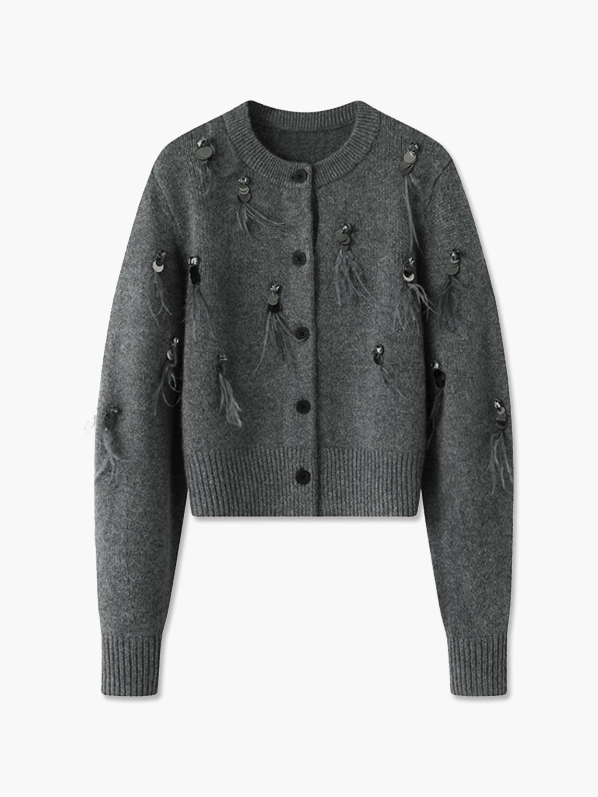 Freizeit-Strickjacke mit Knöpfen und Pailletten 