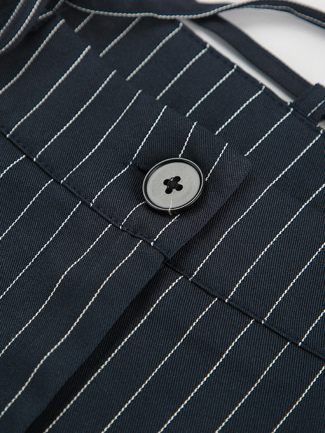 Pantalon à rayures fines à jambes larges et cordon de serrage 