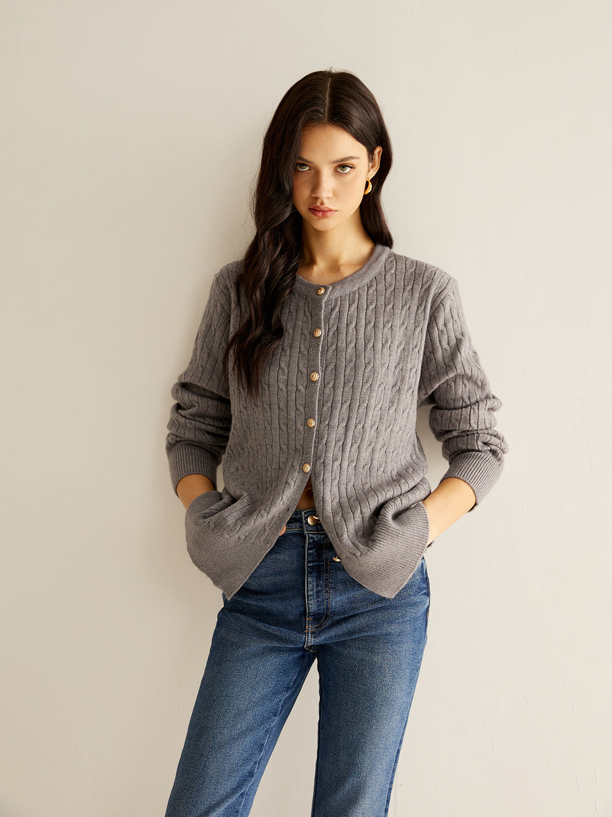 Cardigan slim à boutons torsadés 