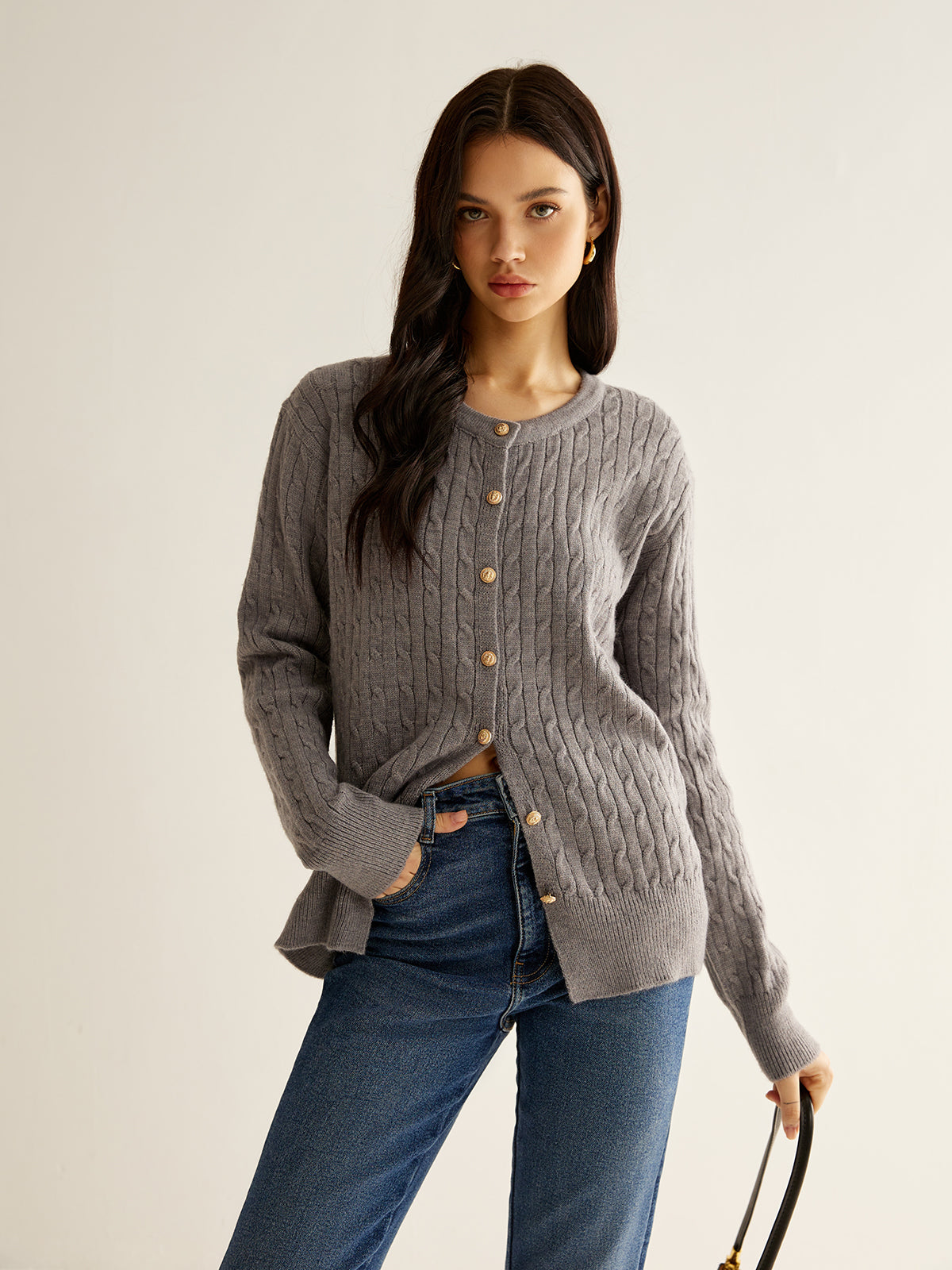 Cardigan slim à boutons torsadés 