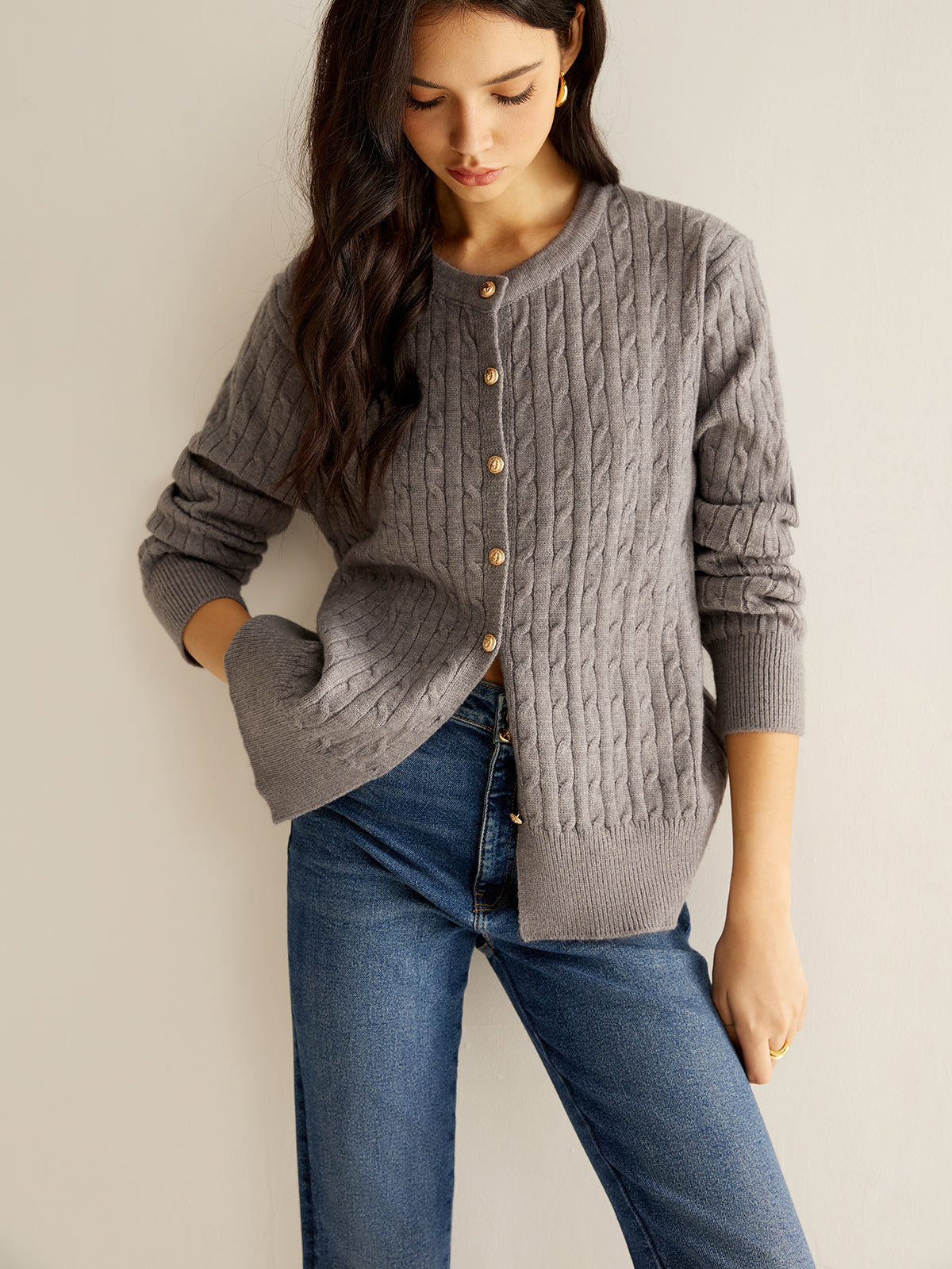 Cardigan slim à boutons torsadés 