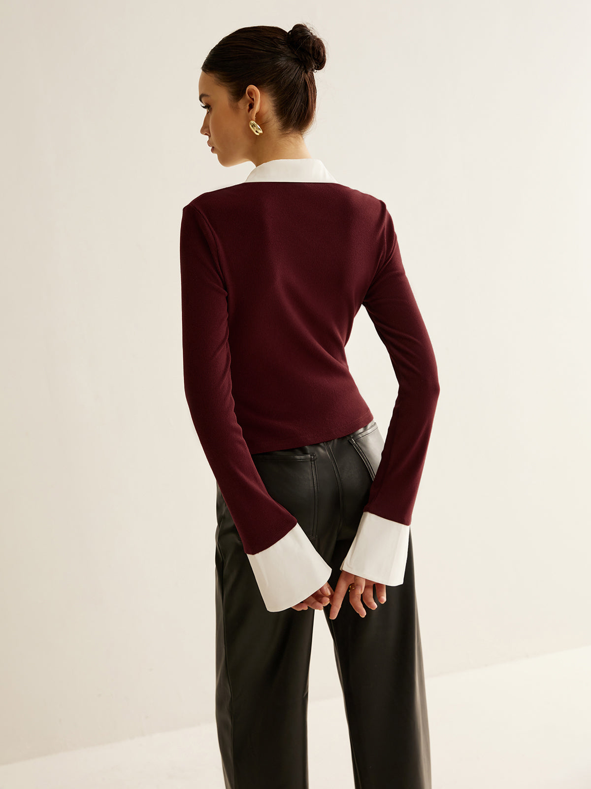 Chemise à boutons avec bordure contrastée 2 en 1