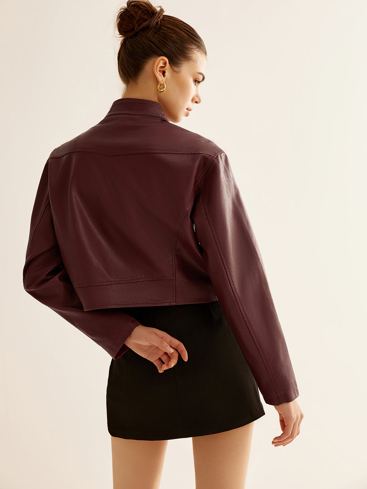 Veste polyvalente en similicuir à fermeture éclair