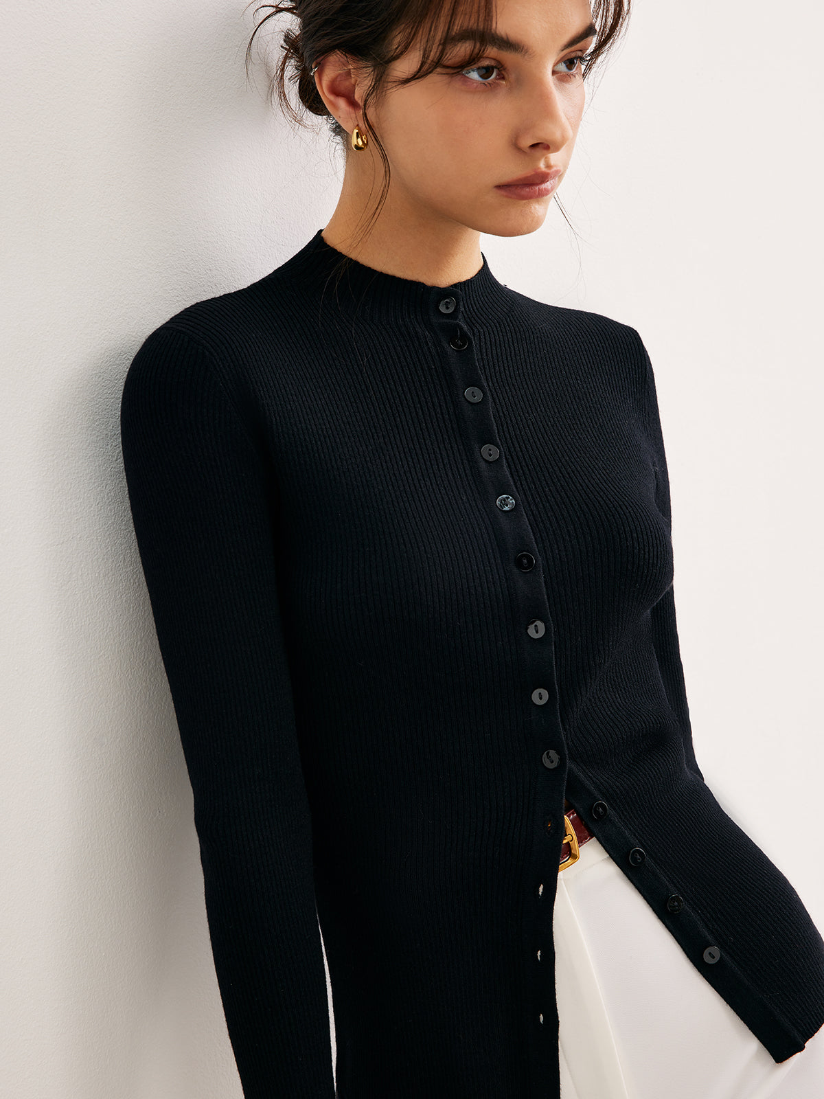 Haut en maille boutonnée 